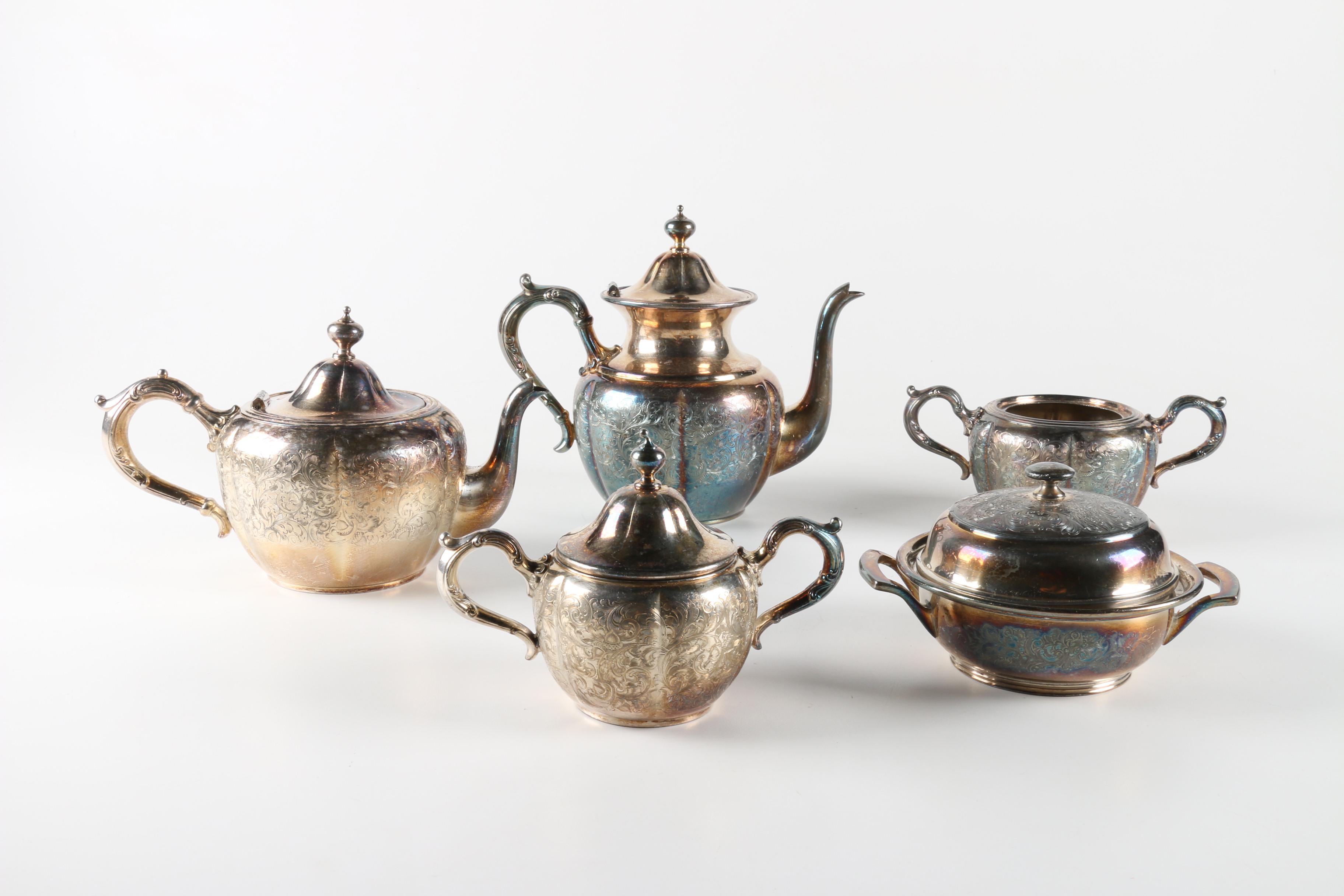 Derby Silver Plate Co. Silver Plate Tea Service Pieces