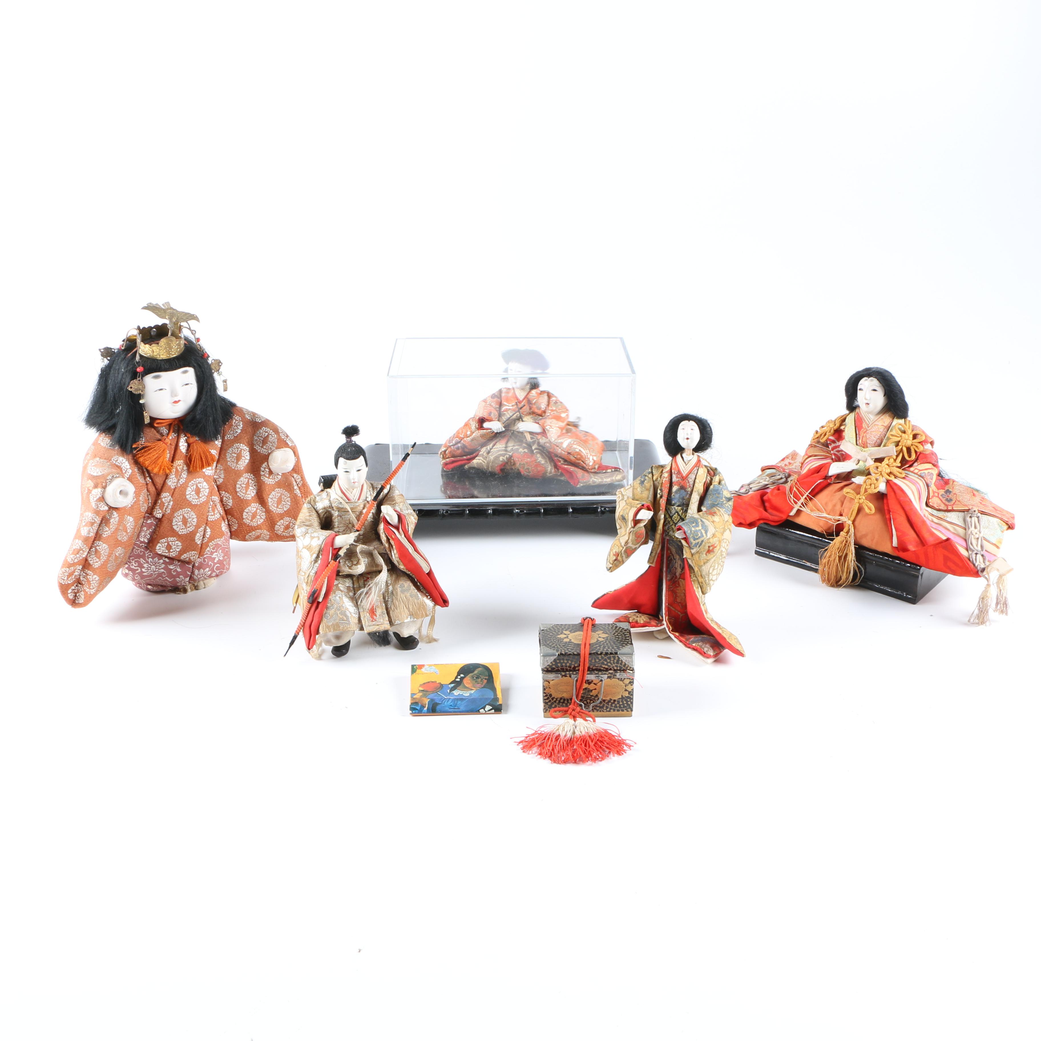East Asian Doll Figurines and Box with Spanish Matchbook