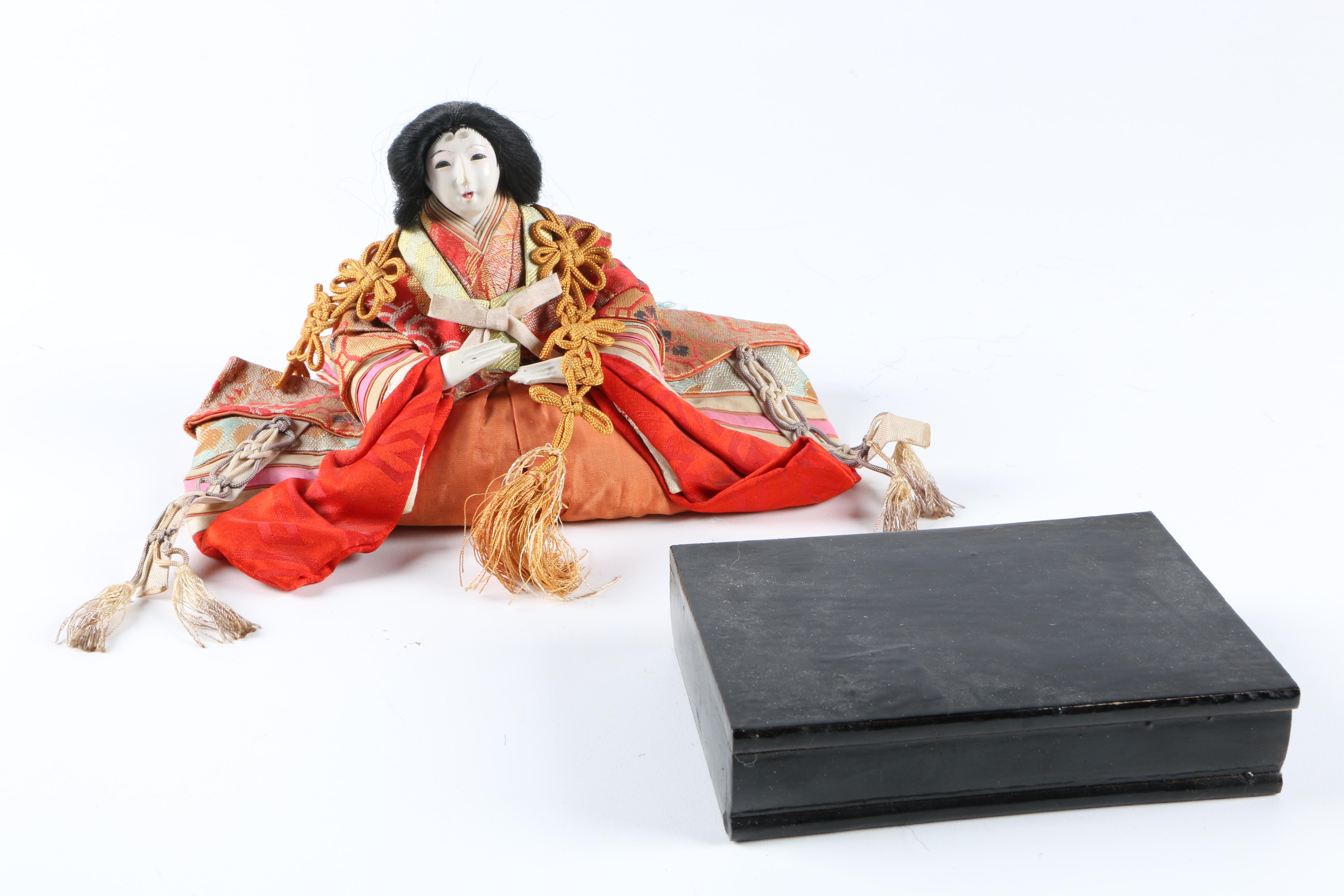 East Asian Doll Figurines and Box with Spanish Matchbook