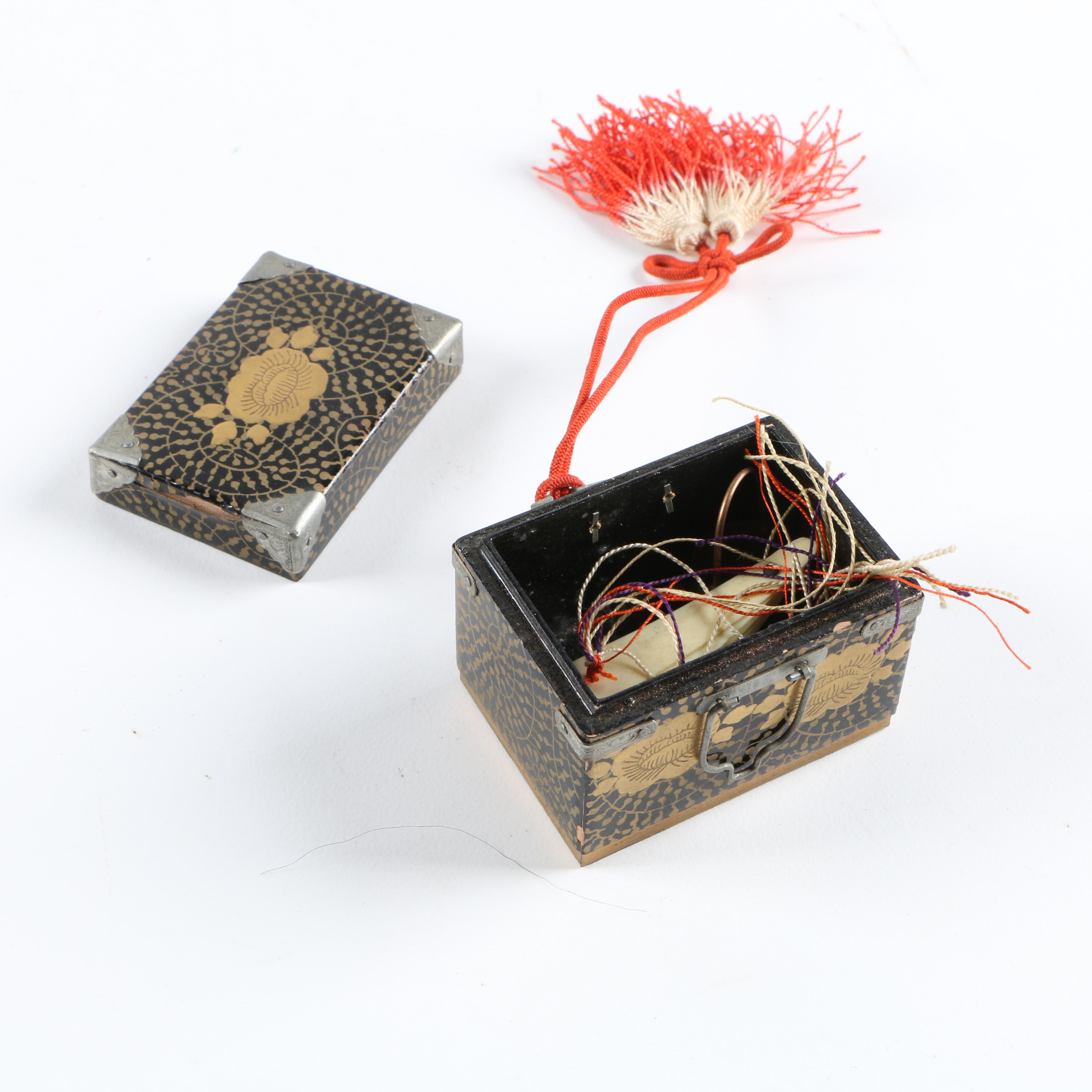 East Asian Doll Figurines and Box with Spanish Matchbook