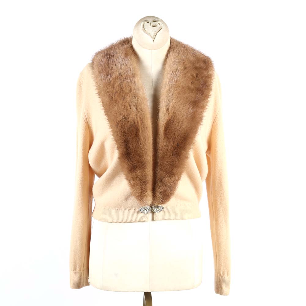 Vintage Bernhardt Altmann Cashmere Cardigan Trimmed in Mink Fur