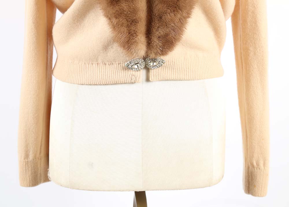 Vintage Bernhardt Altmann Cashmere Cardigan Trimmed in Mink Fur