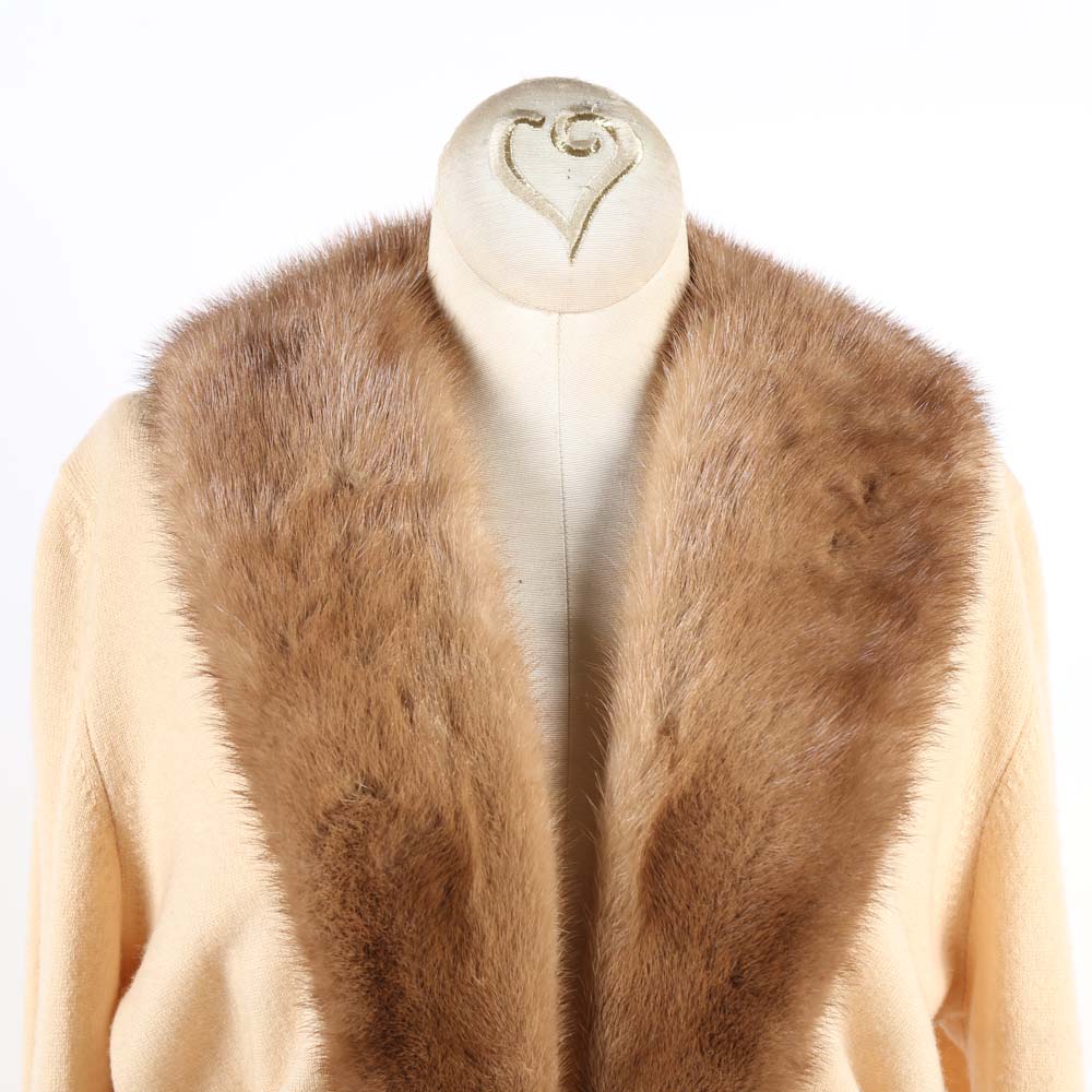 Vintage Bernhardt Altmann Cashmere Cardigan Trimmed in Mink Fur