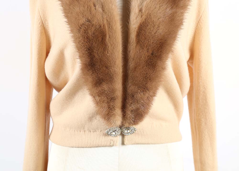Vintage Bernhardt Altmann Cashmere Cardigan Trimmed in Mink Fur
