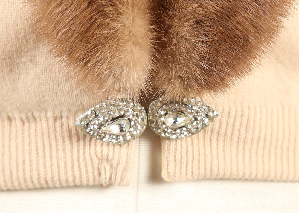 Vintage Bernhardt Altmann Cashmere Cardigan Trimmed in Mink Fur