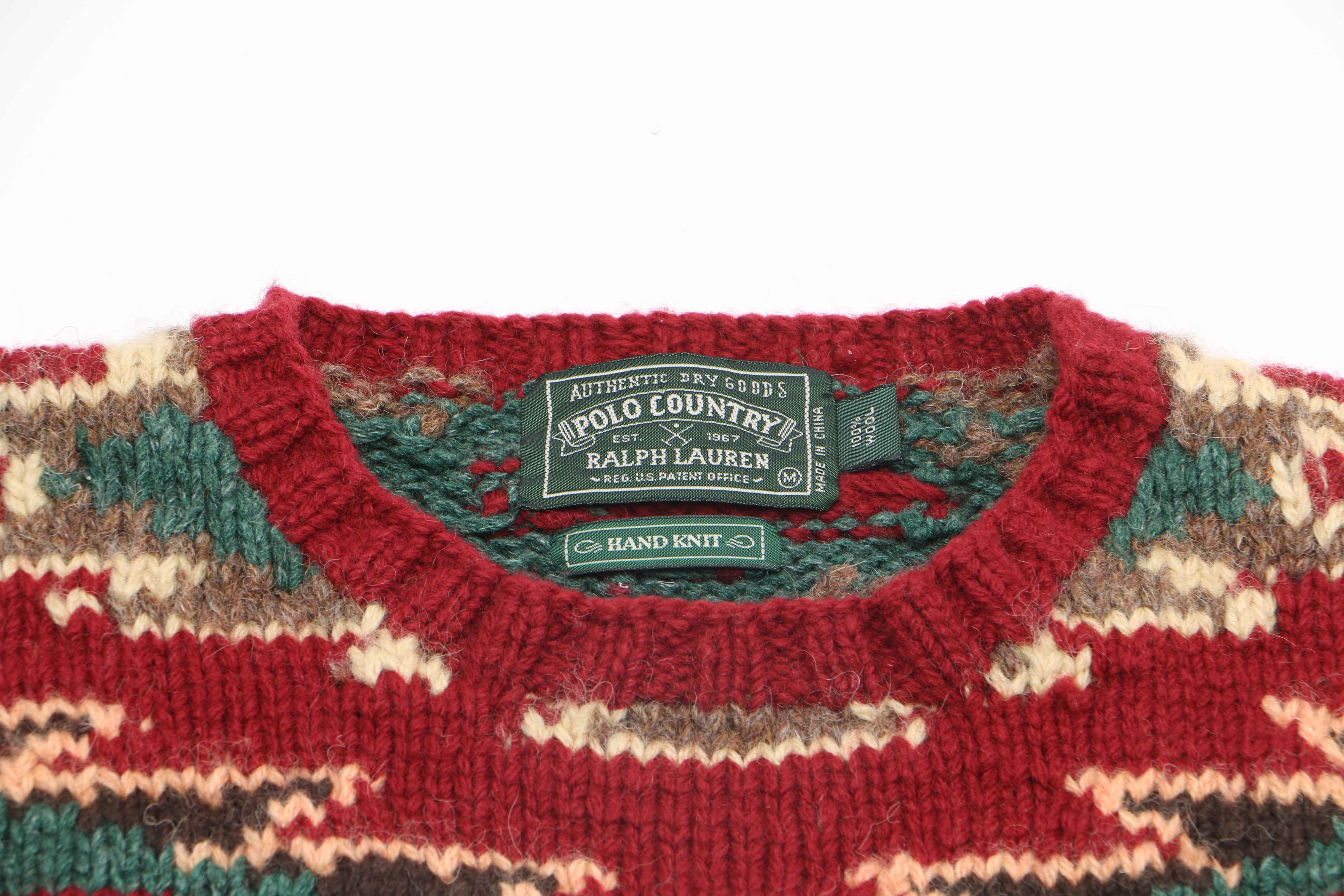 Vintage Ralph Lauren Polo Country Hand-Knit Wool Sweater