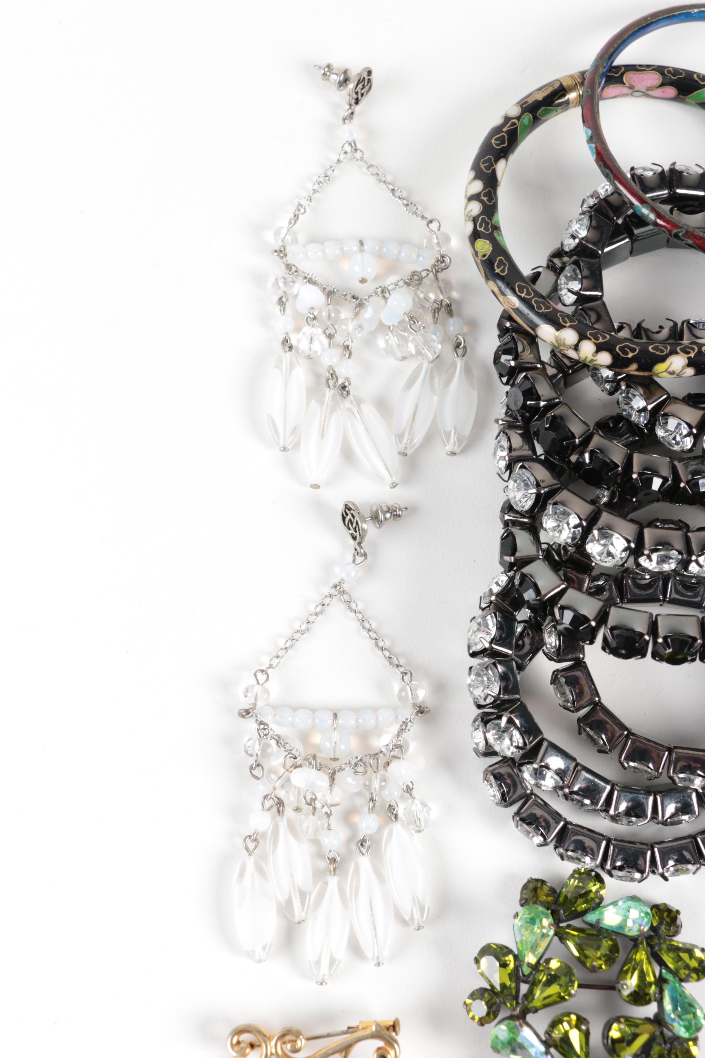 Assortment of Costume Bracelets, Brooches and Earrings