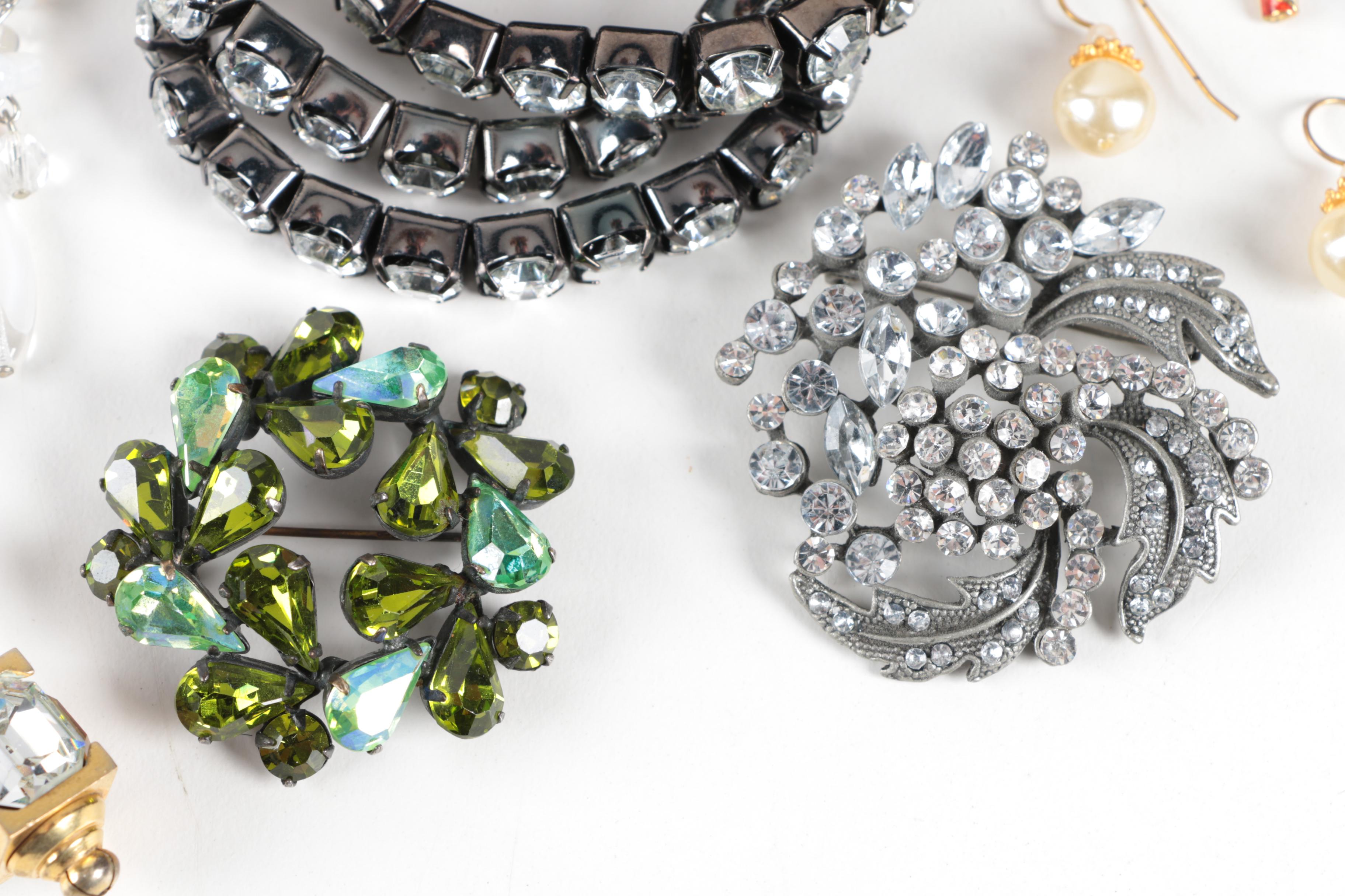 Assortment of Costume Bracelets, Brooches and Earrings