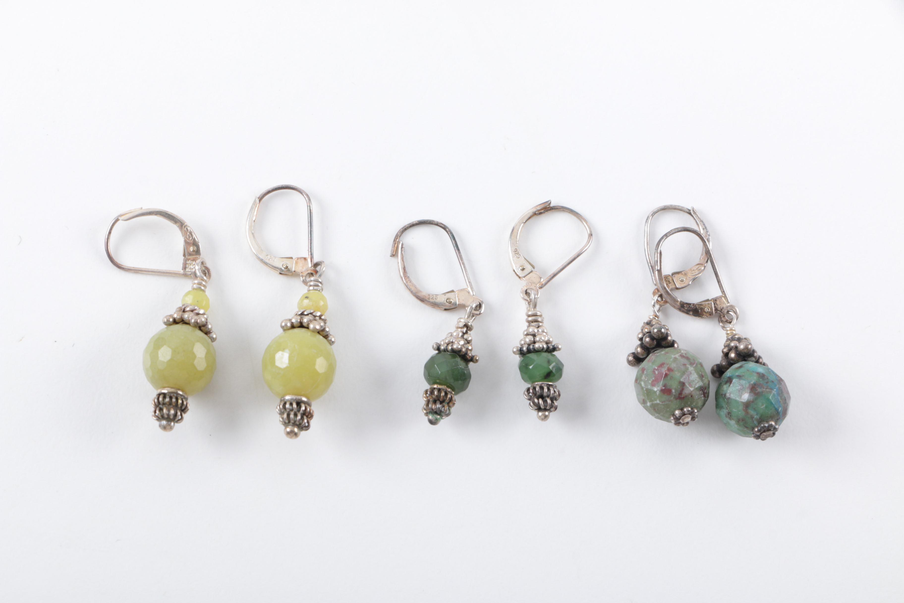 Selection of Sterling Silver, Enamel and Multi Gemstone Bead Jewelry