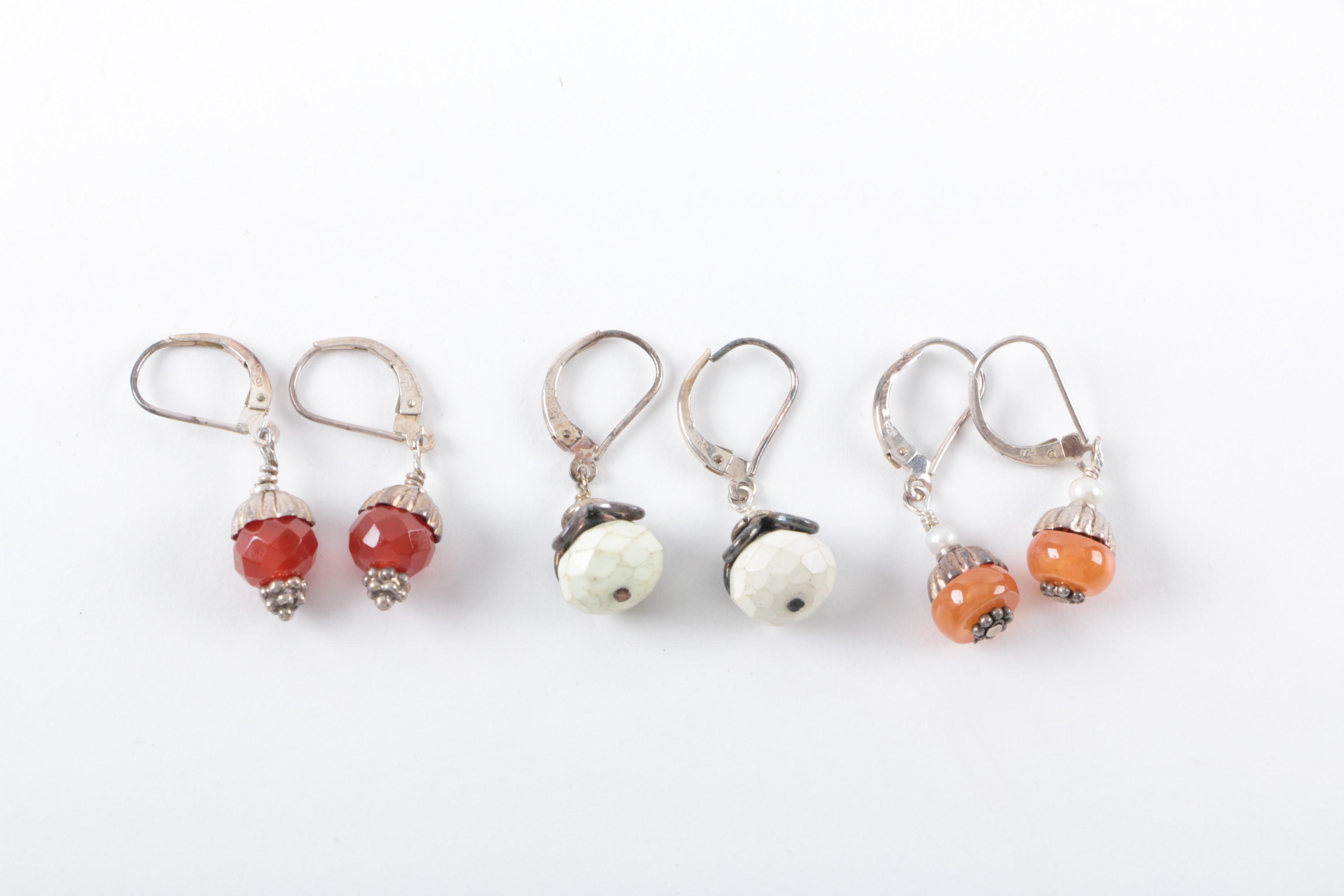 Selection of Sterling Silver, Enamel and Multi Gemstone Bead Jewelry