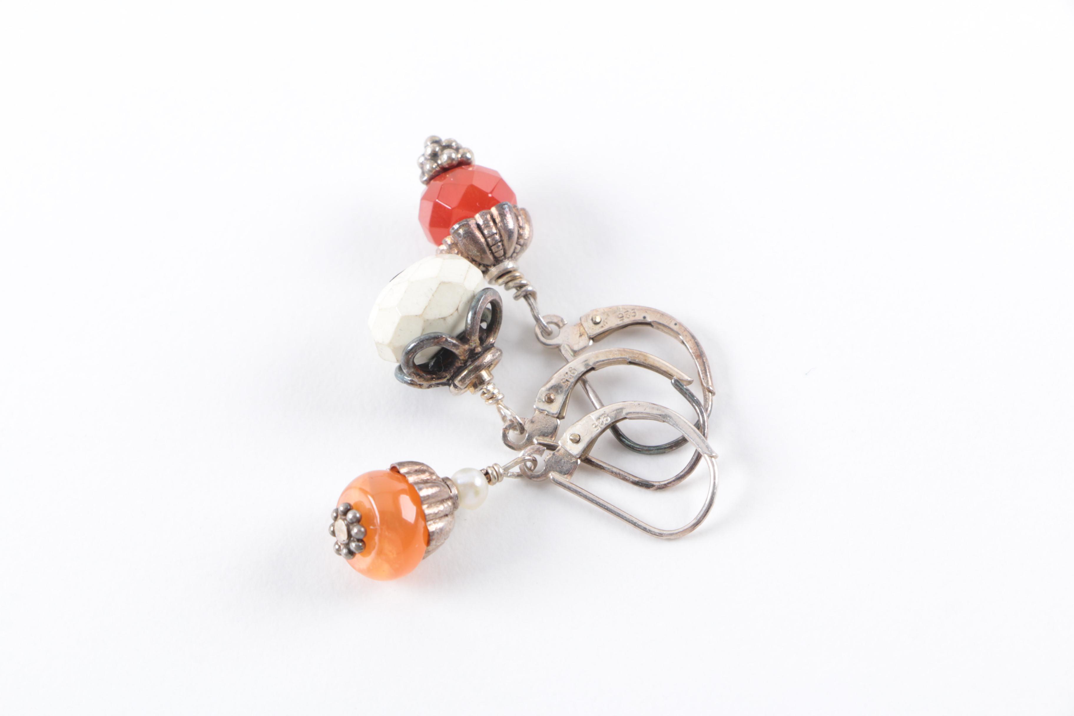 Selection of Sterling Silver, Enamel and Multi Gemstone Bead Jewelry