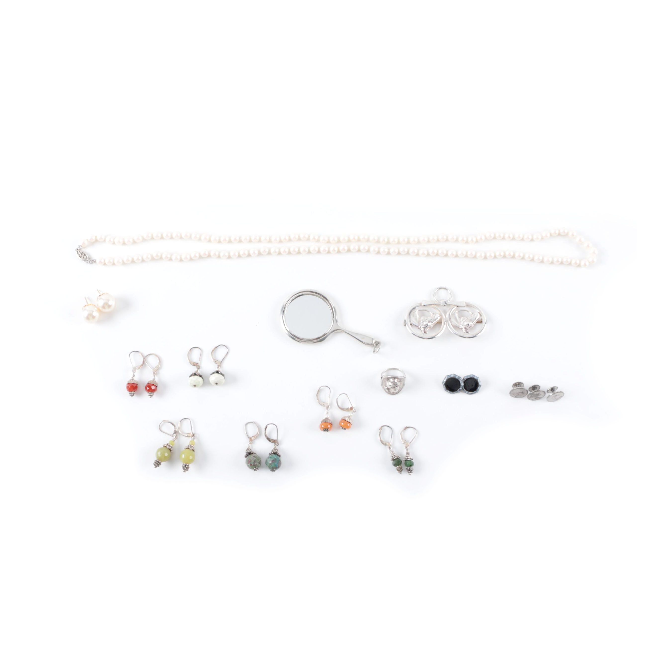 Selection of Sterling Silver, Enamel and Multi Gemstone Bead Jewelry