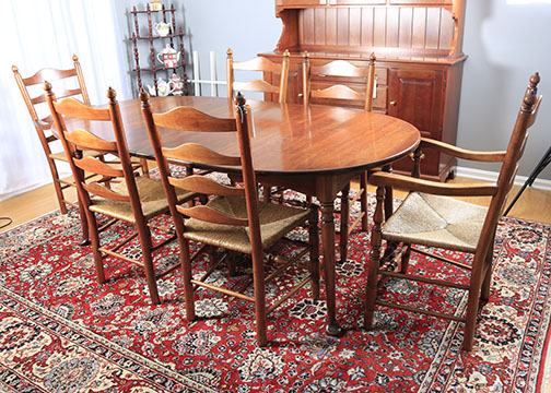 Colonial Style Cherry Dining Table and Six Chairs by Statton