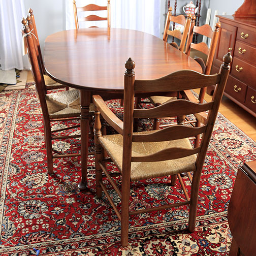 Colonial Style Cherry Dining Table and Six Chairs by Statton