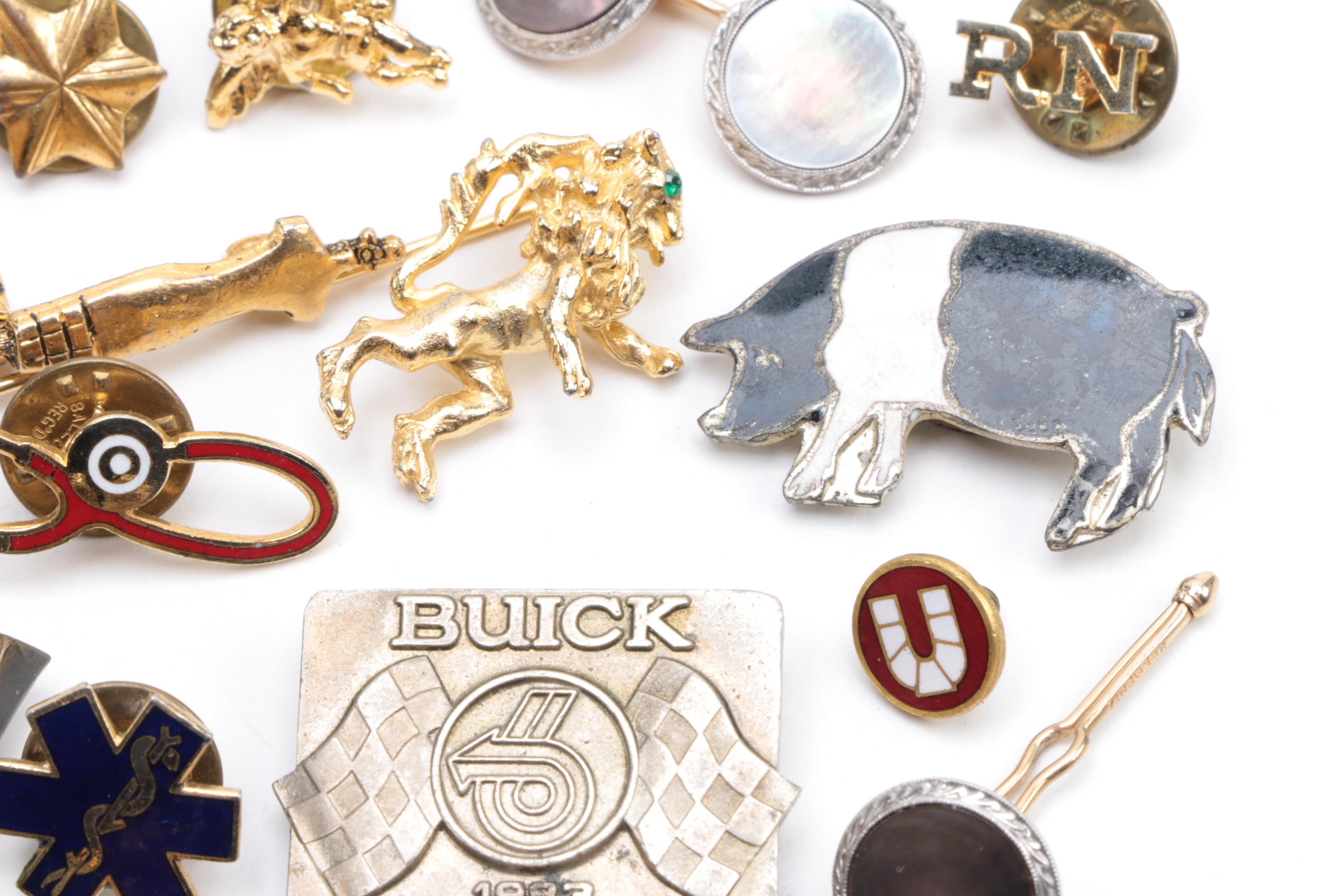 Assortment of Cufflinks, Studs, Brooches and Lapel Pins
