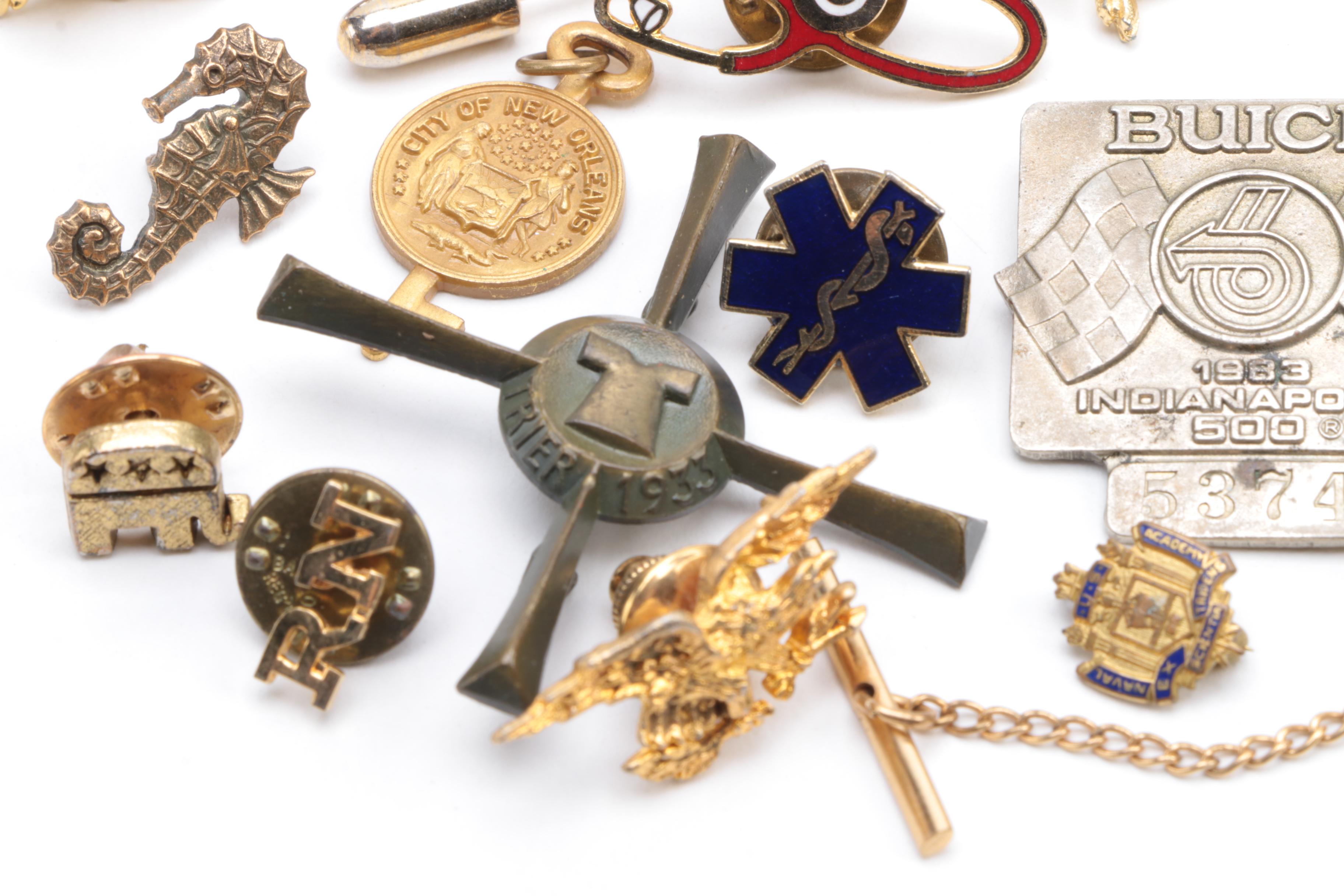 Assortment of Cufflinks, Studs, Brooches and Lapel Pins