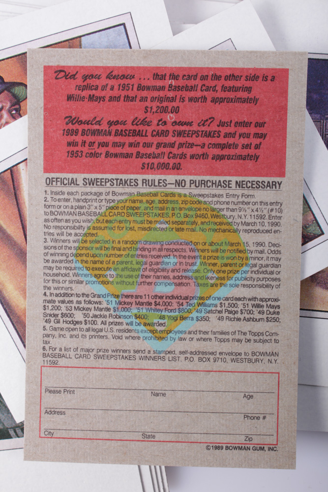 1989 Bowman Baseball Cards