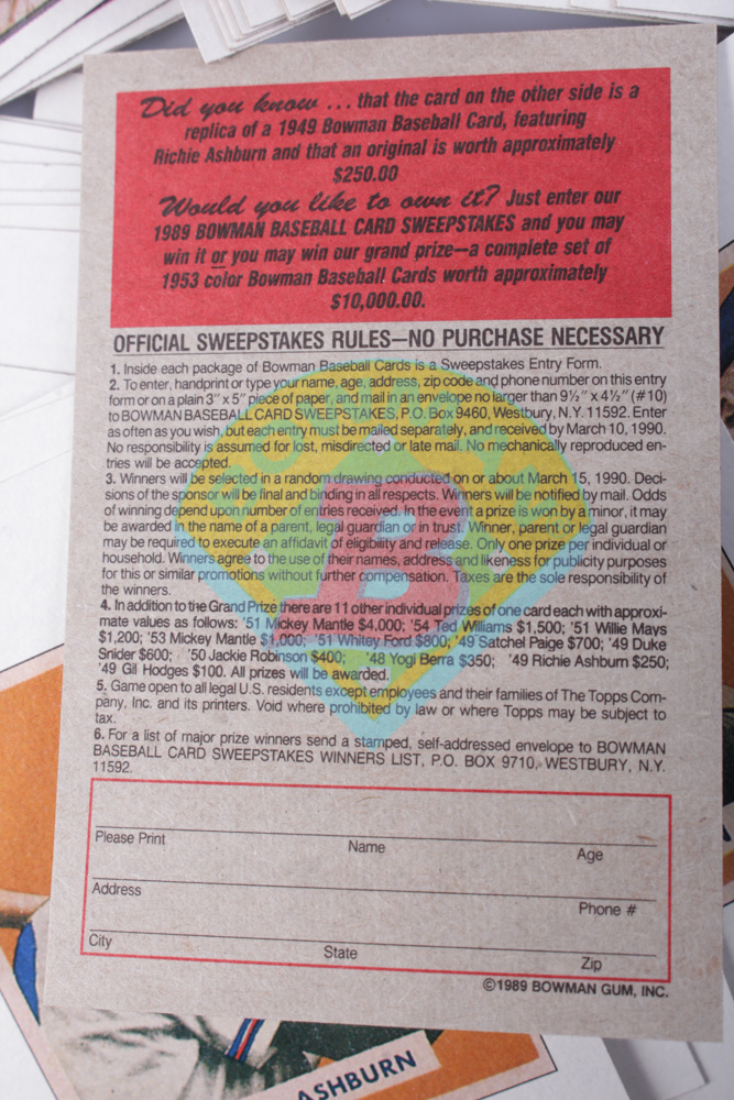 1989 Bowman Baseball Cards