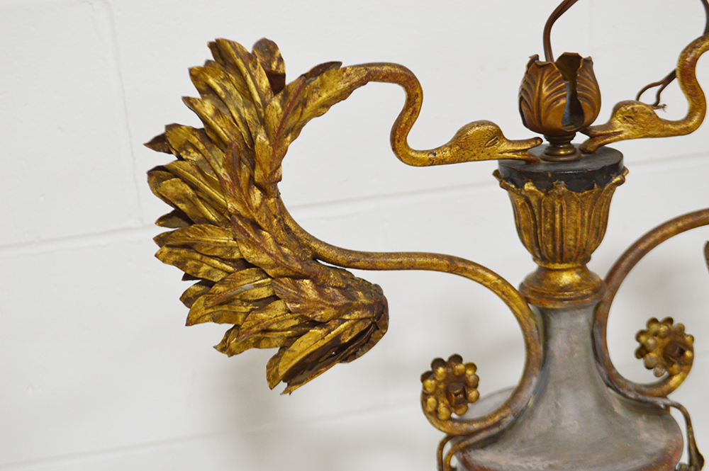 Mid-Century Italian Carved Wooden Urn Style Table Lamps