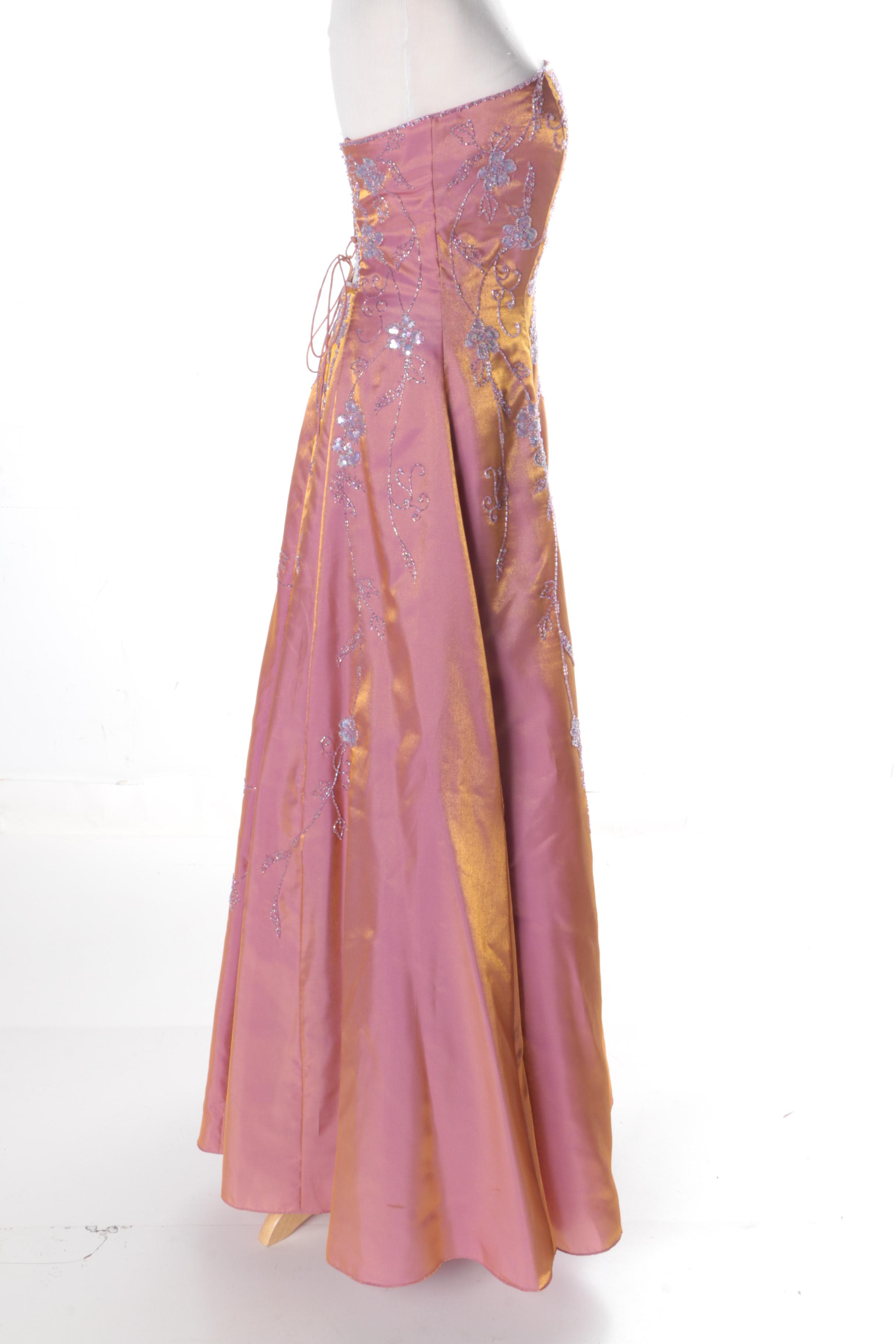 Sean Collection Beaded Strapless Formal Dress