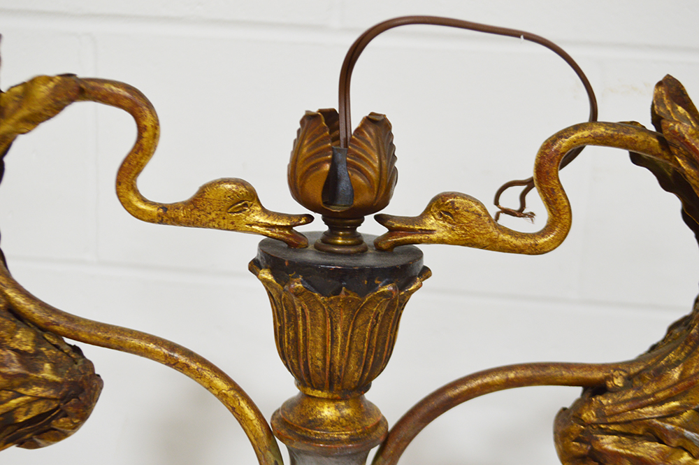 Mid-Century Italian Carved Wooden Urn Style Table Lamps