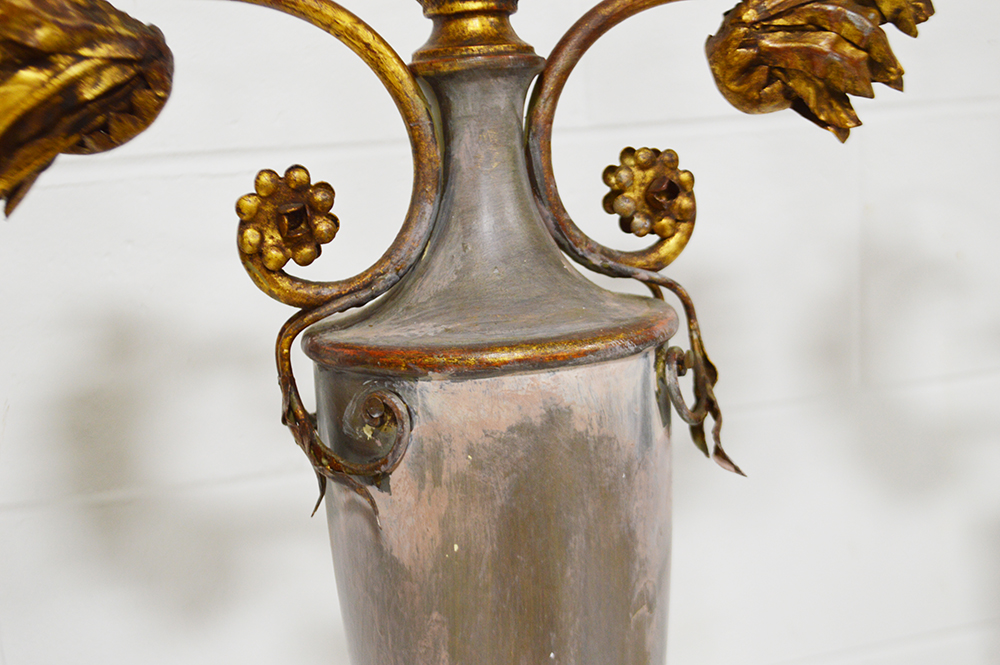 Mid-Century Italian Carved Wooden Urn Style Table Lamps