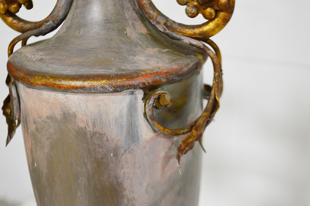 Mid-Century Italian Carved Wooden Urn Style Table Lamps