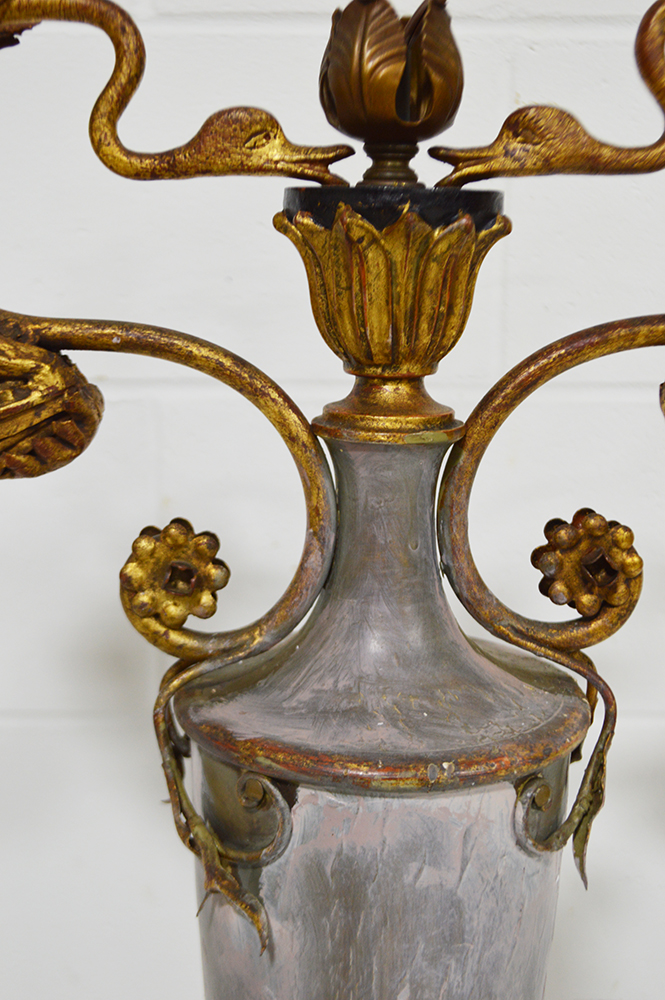 Mid-Century Italian Carved Wooden Urn Style Table Lamps