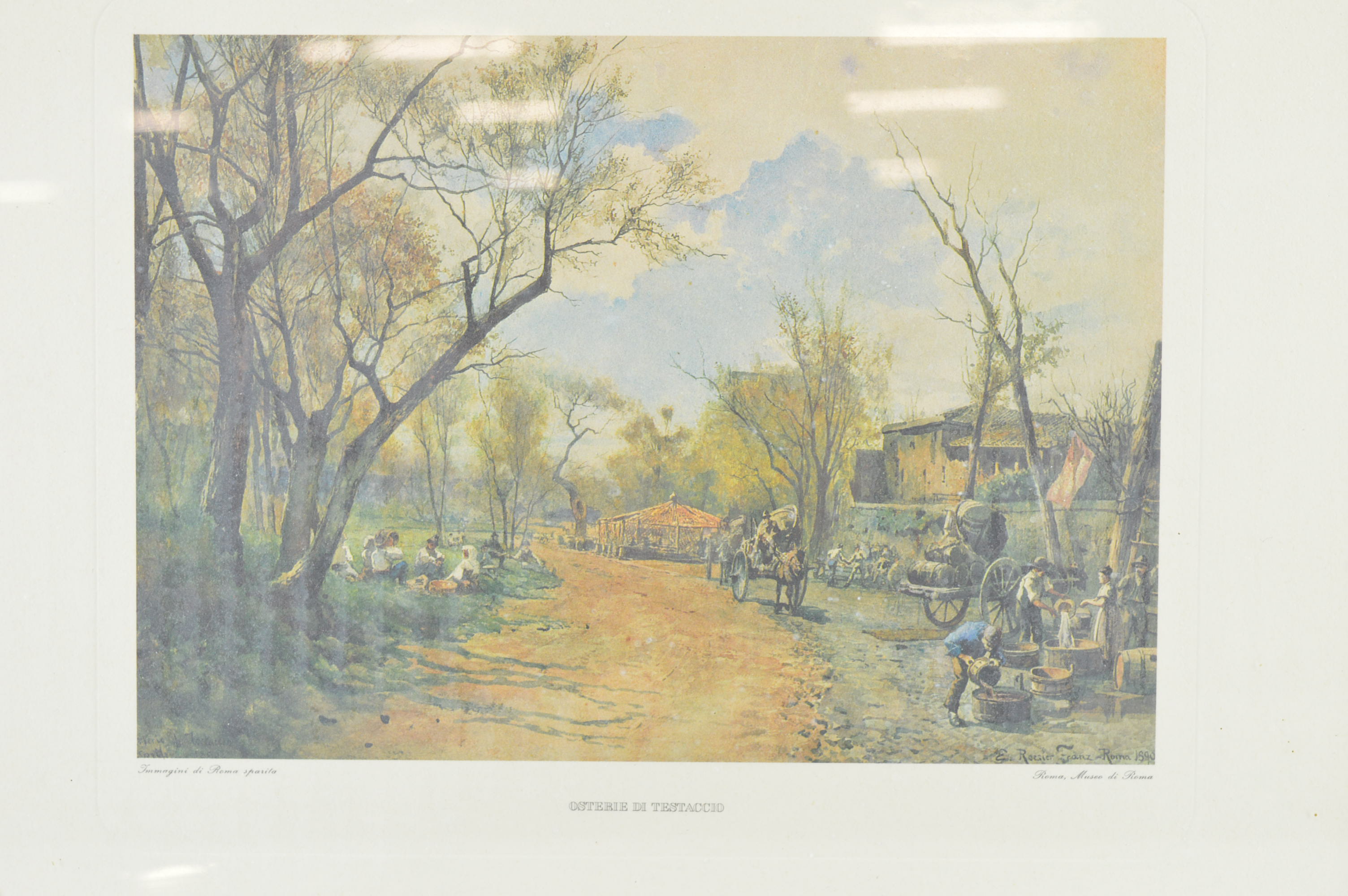 Offset Lithograph After Ettore Roesler Franz "Osterie di Testaccio"