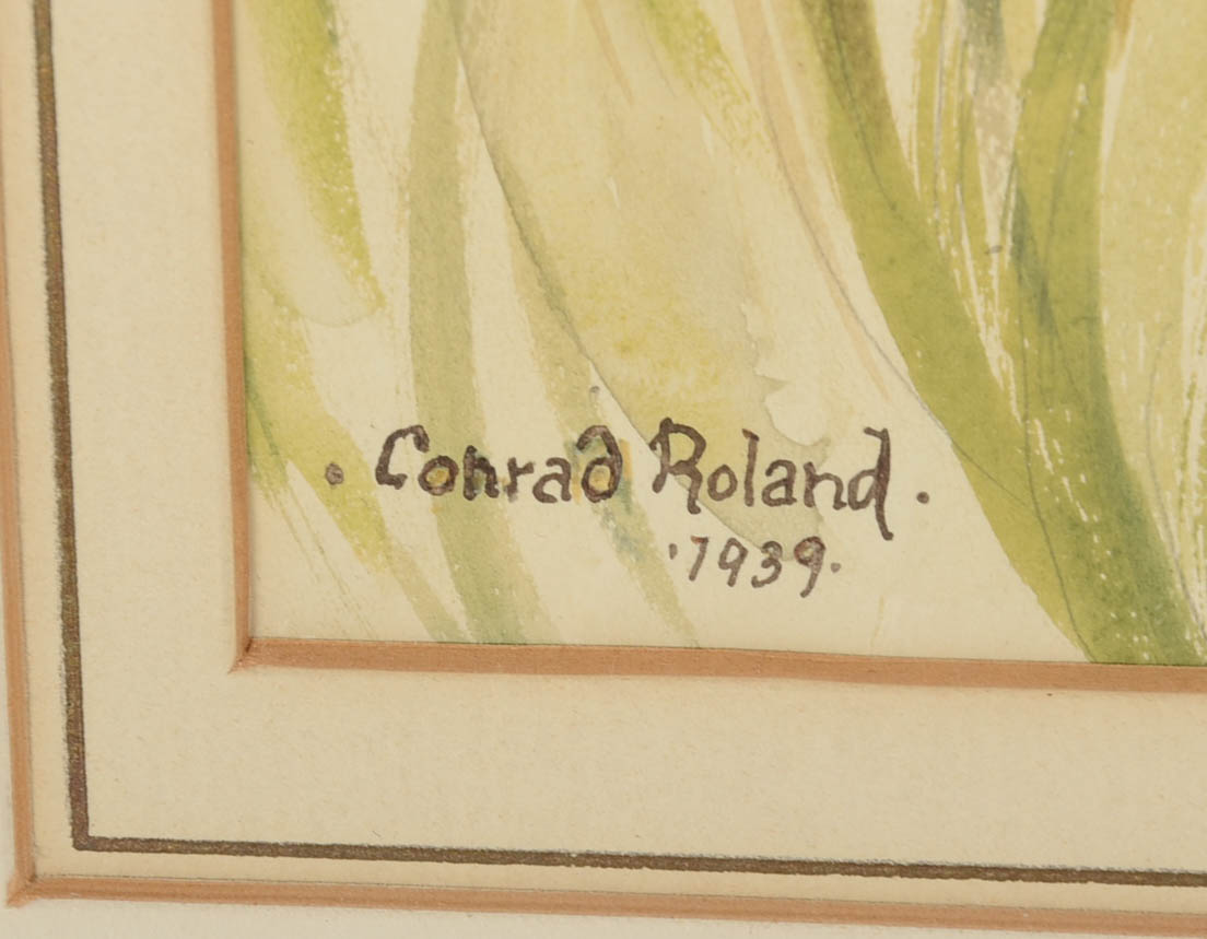 Conrad Roland Signed Watercolor and Gouache Bird Painting