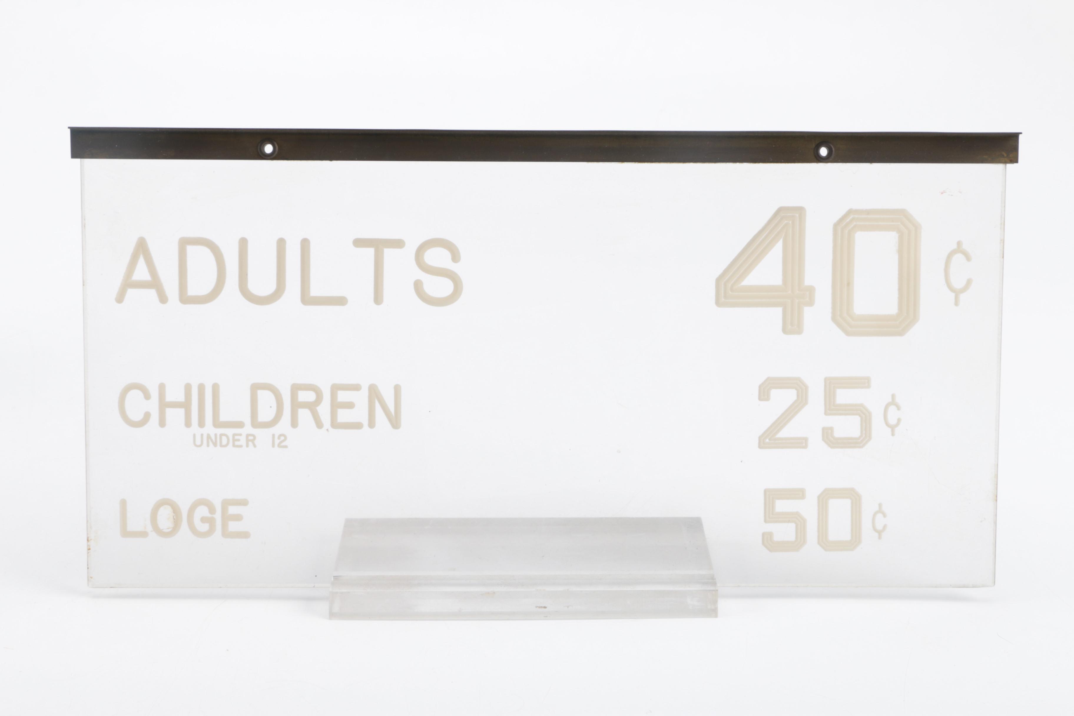 Vintage Plastic Pricing Sign