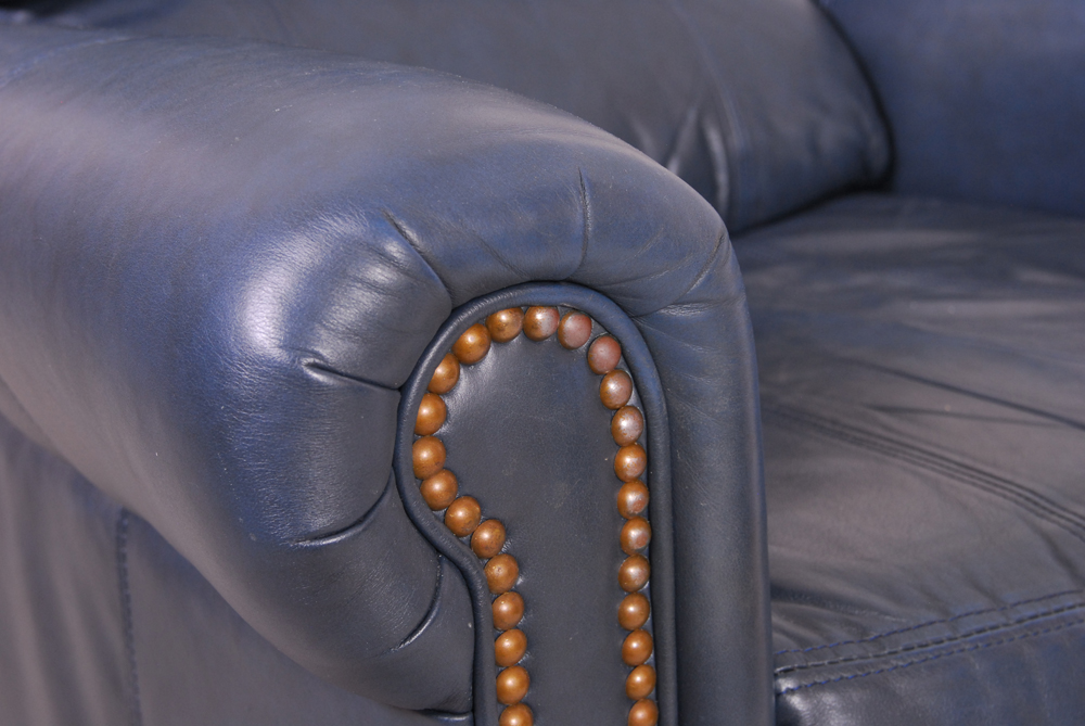 Blue Leather Recliner By Bradington Young