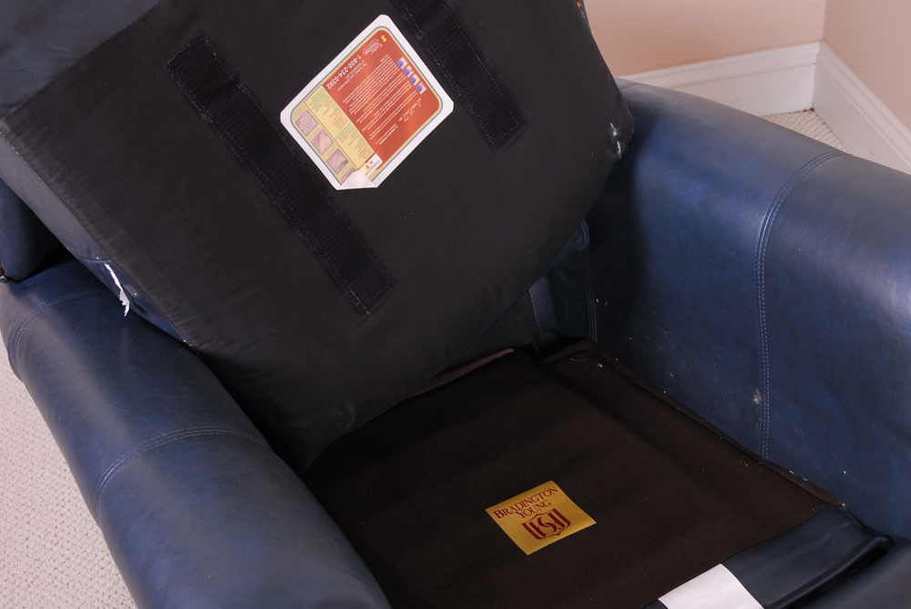 Blue Leather Recliner By Bradington Young