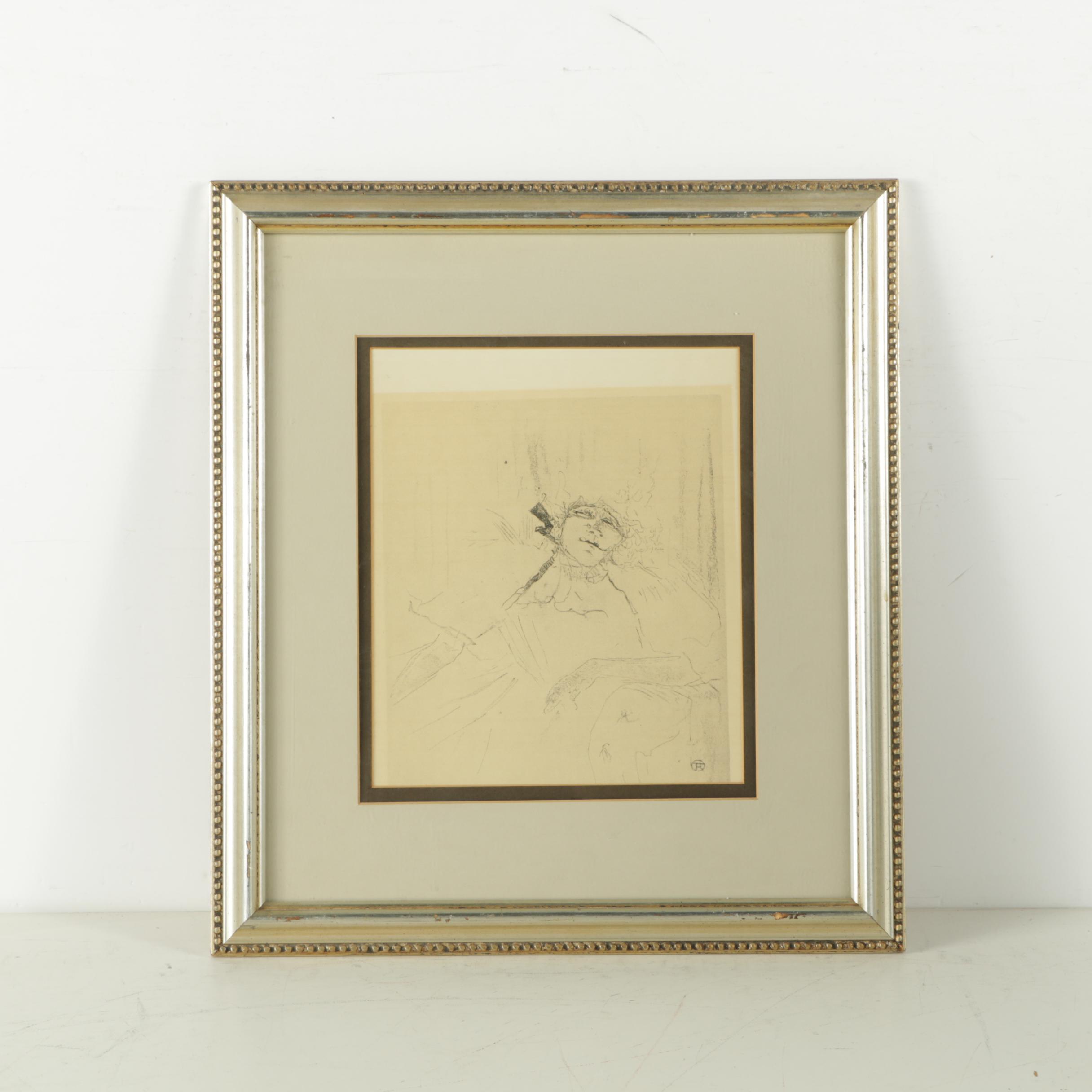 Lithograph After Henri Toulouse-Lautrec "Yvette Guilbert, 'Chanson Ancienne'"