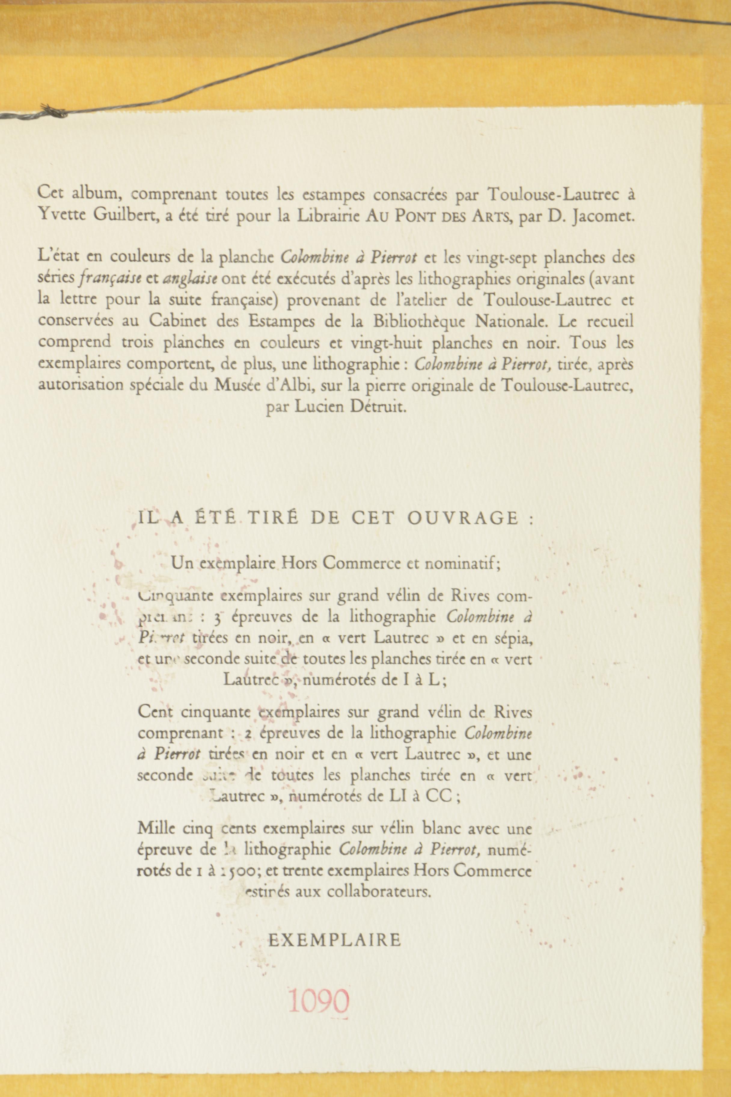 Lithograph After Henri Toulouse-Lautrec "Yvette Guilbert, 'Chanson Ancienne'"