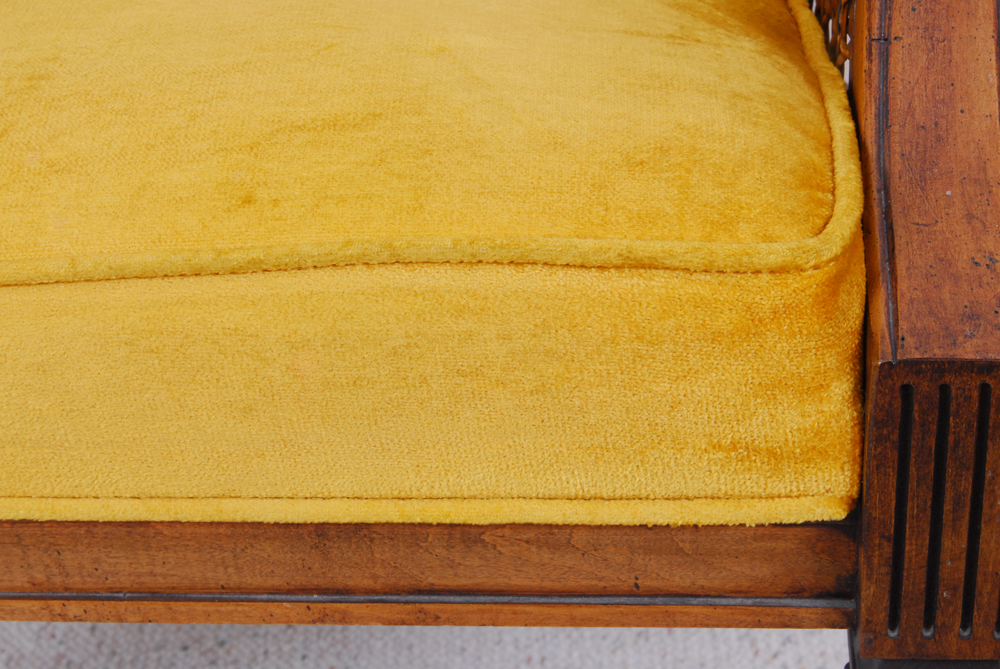 Neoclassical Style Club Chair with Cane and Upholstery