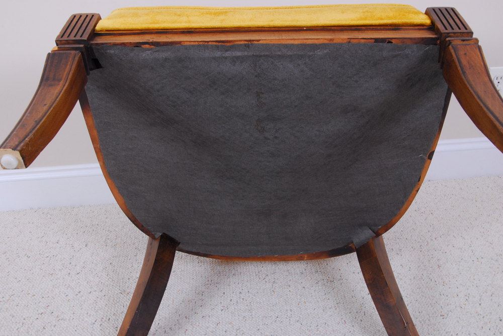 Neoclassical Style Club Chair with Cane and Upholstery