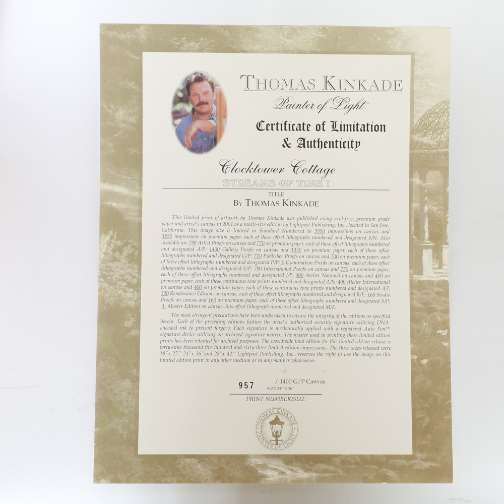 Giclee Print on Canvas After Thomas Kinkade "Clocktower Cottage"