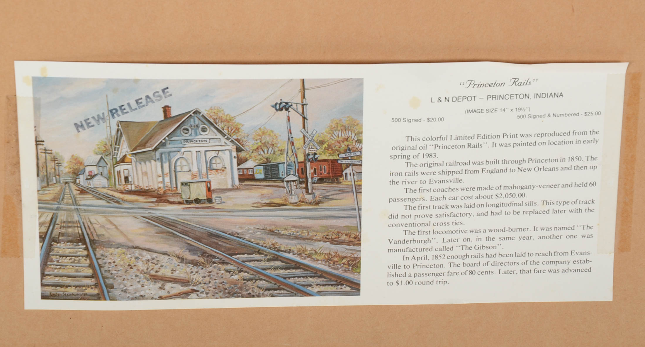 Evelyn Steinkuhl Signed Limited Edition Offset Lithgoraph "Princeton Rails"
