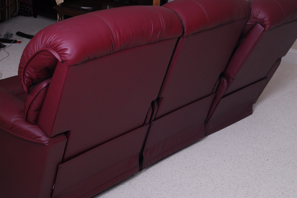 Burgundy Leather Reclining Sofa by La-Z-Boy