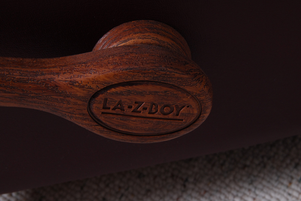 Burgundy Leather Reclining Sofa by La-Z-Boy