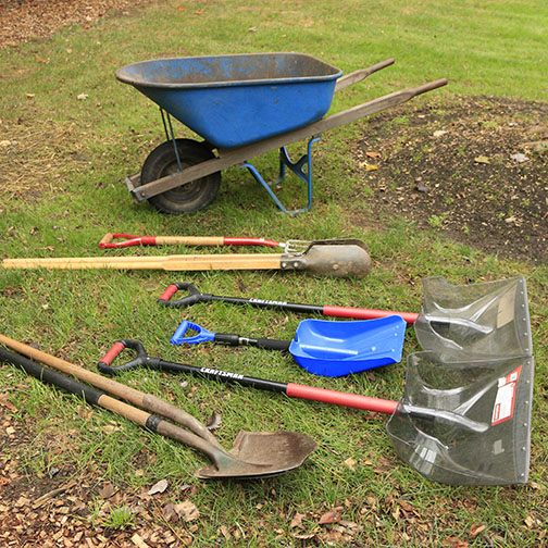 Garden Tools with Wheelbarrow