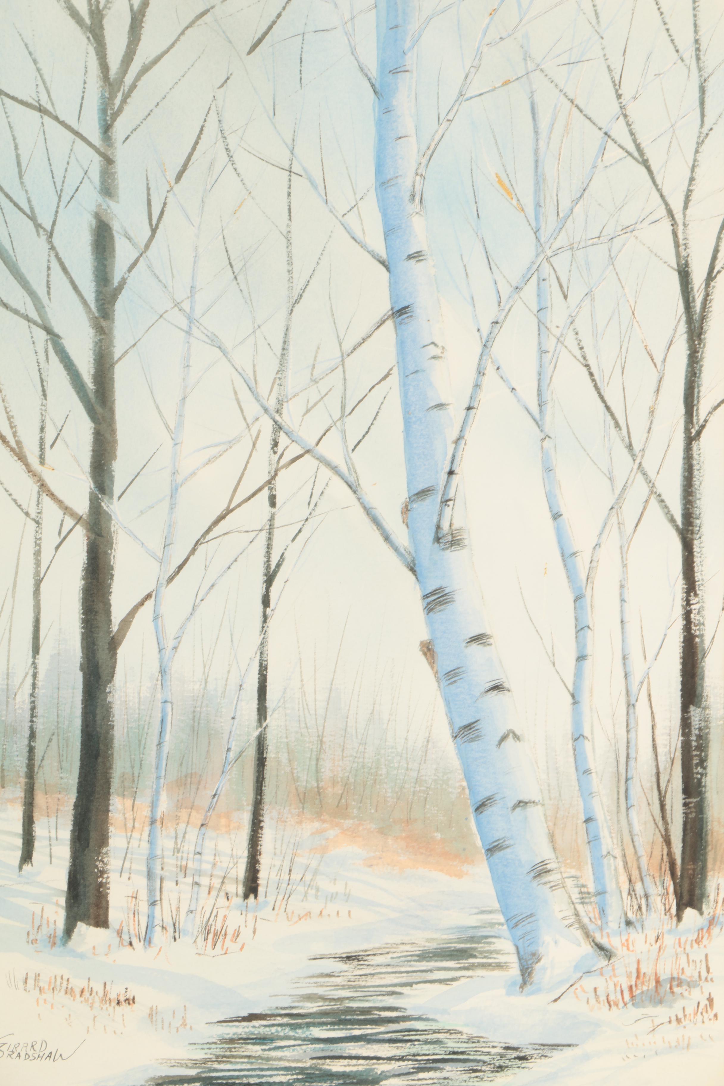 Girard Bradshaw Watercolor "Winter Brook"