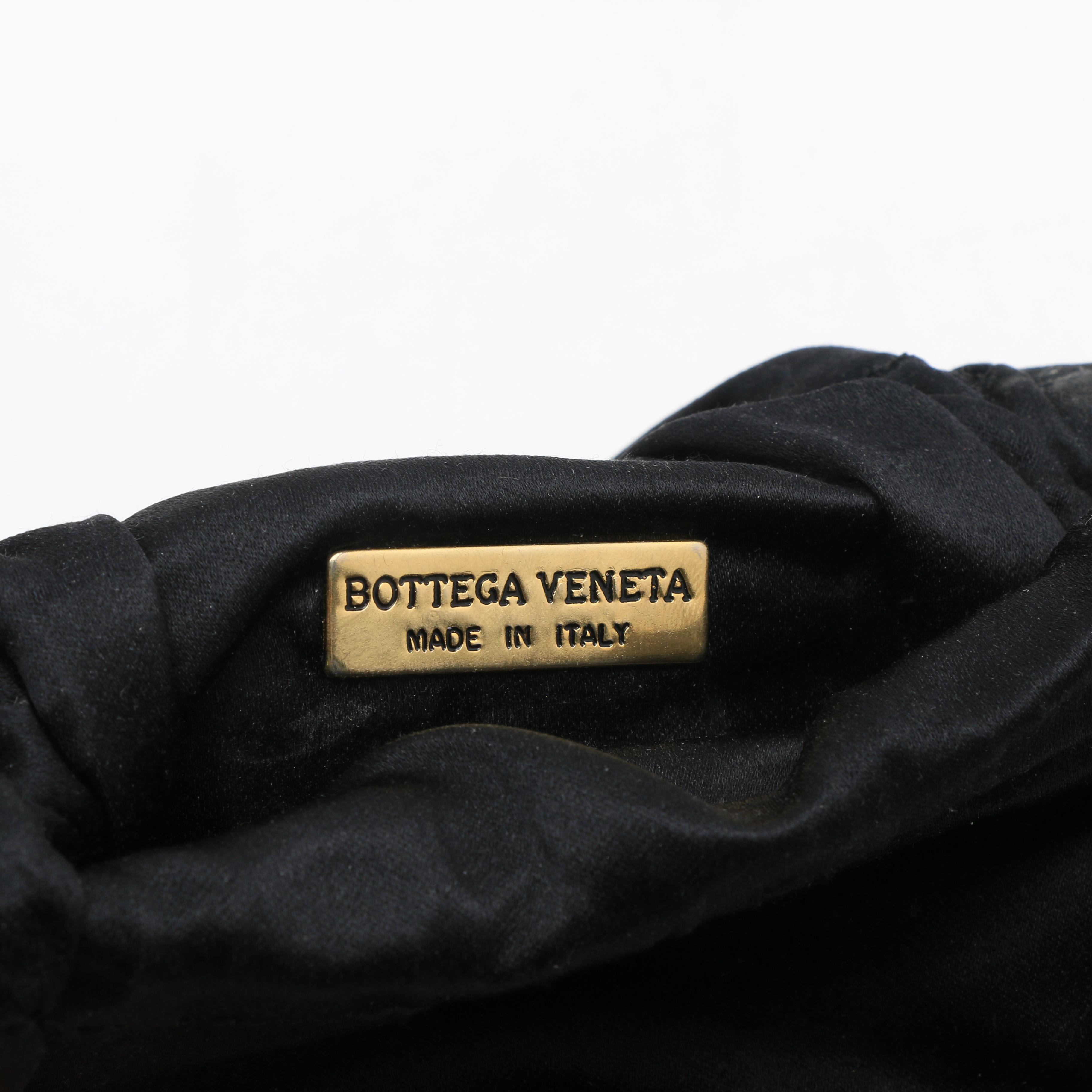 Bottega Veneta Woven Black Satin Evening Bag