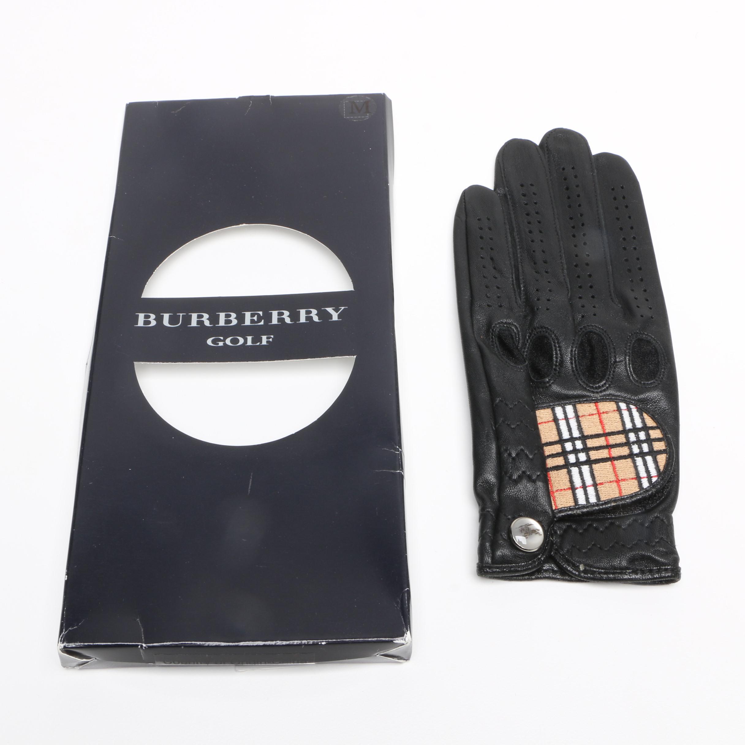 Women's Burberry Left Black Leather Golf Glove