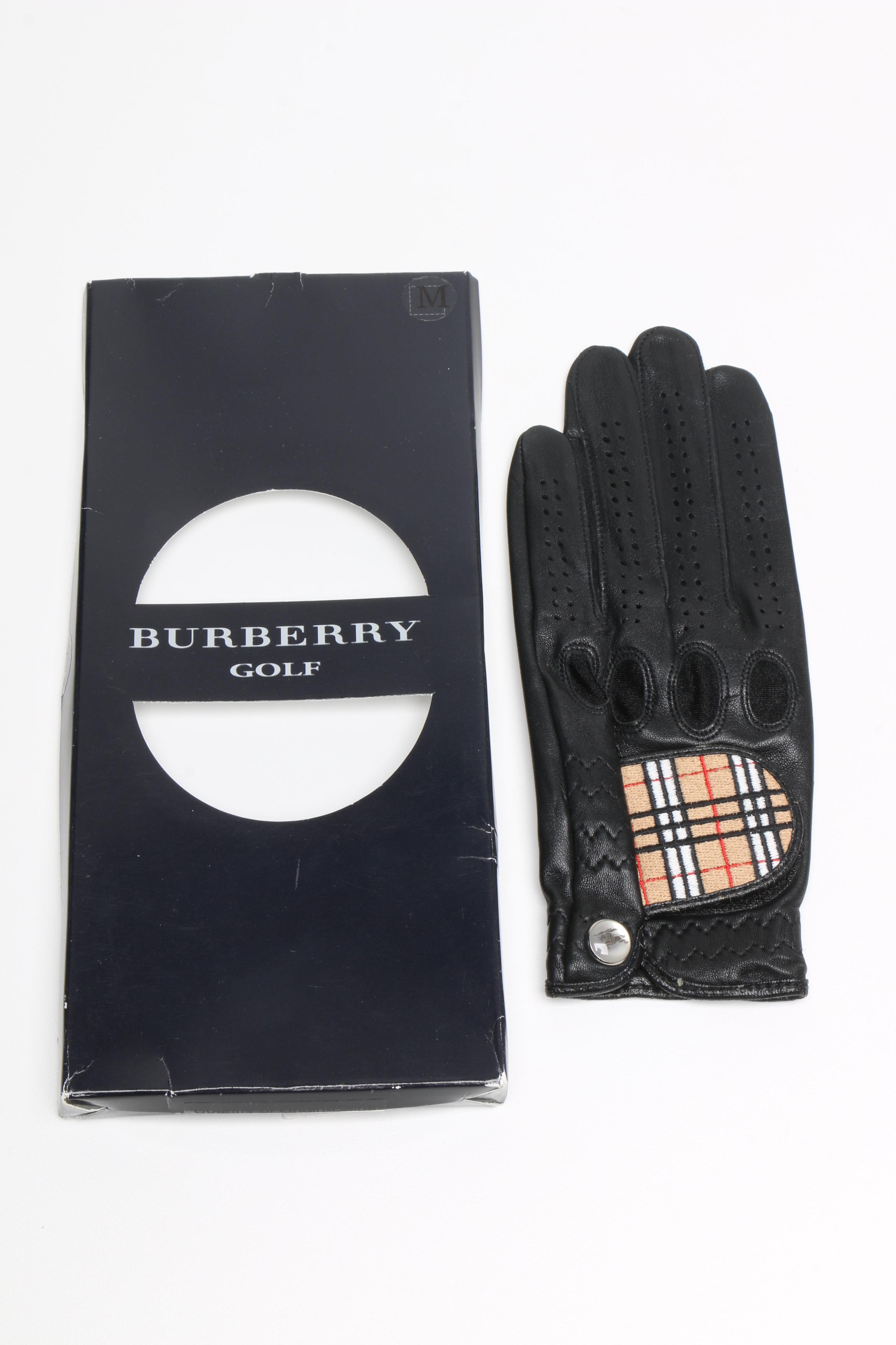 Women's Burberry Left Black Leather Golf Glove