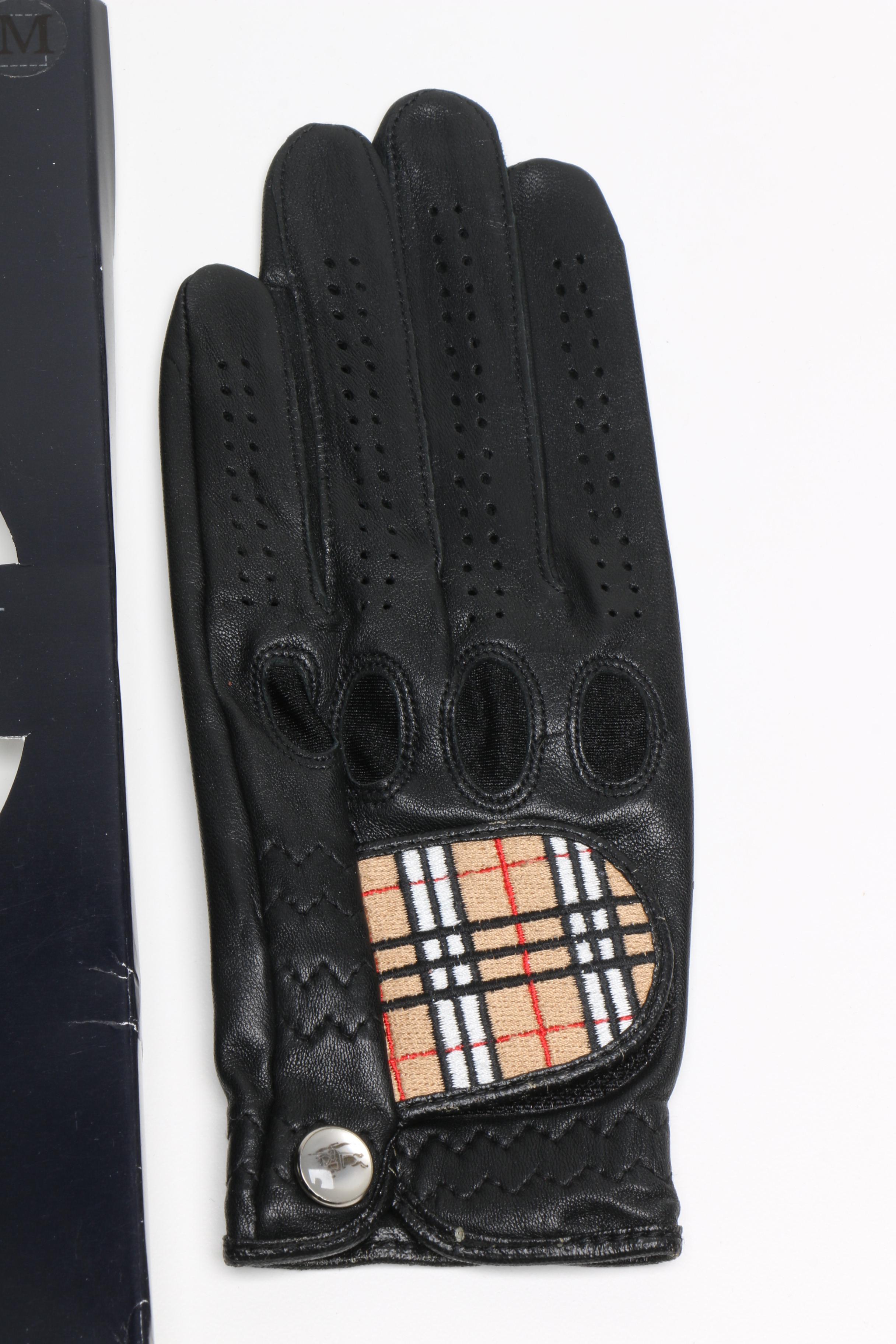 Women's Burberry Left Black Leather Golf Glove