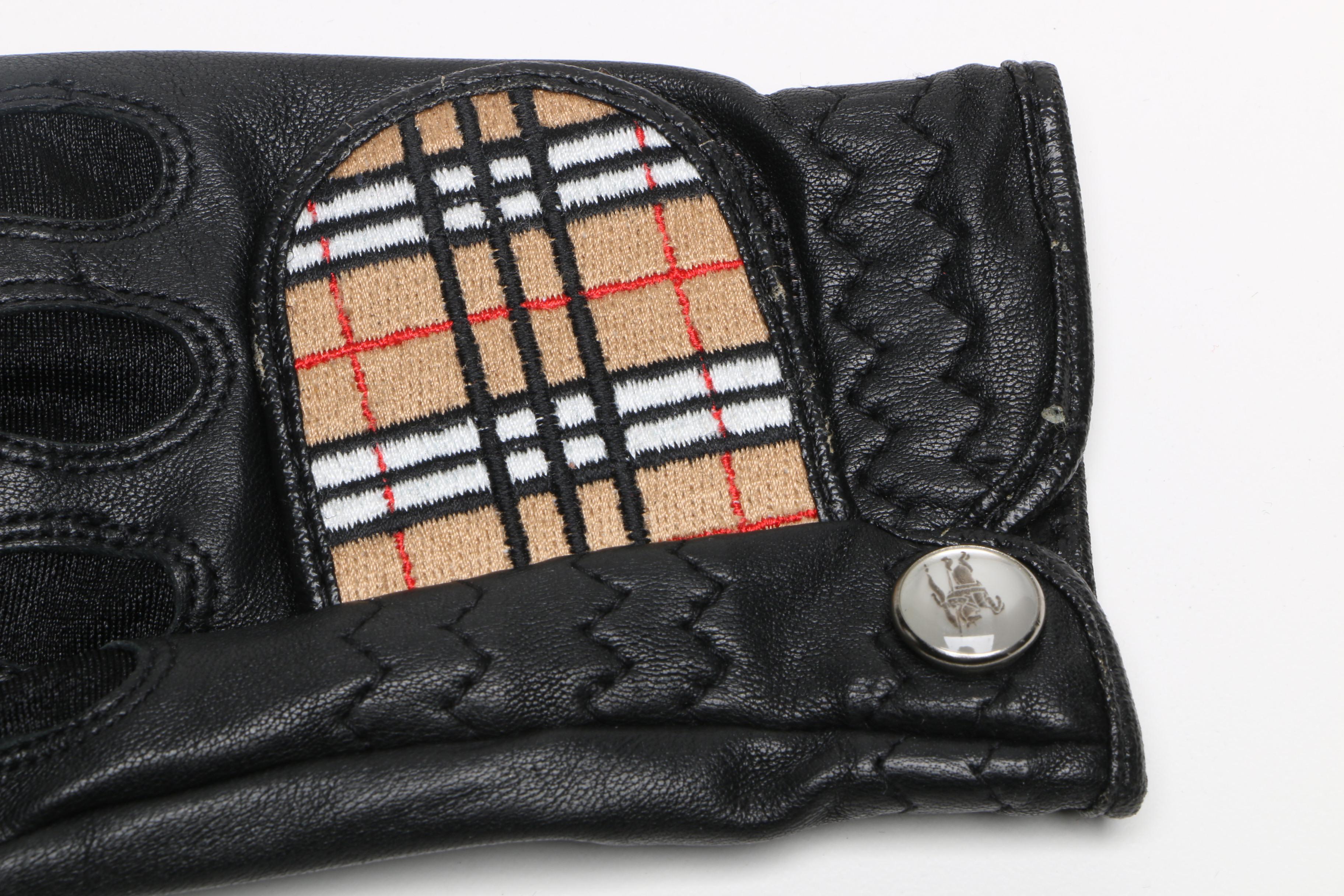 Women's Burberry Left Black Leather Golf Glove