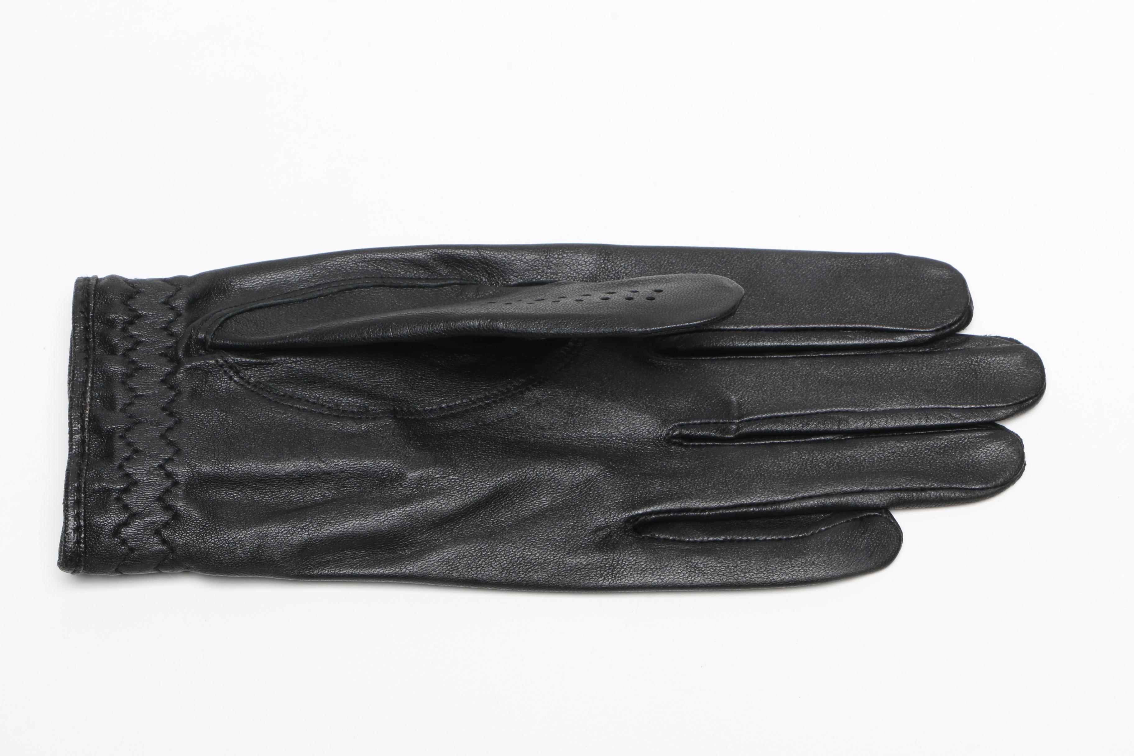 Women's Burberry Left Black Leather Golf Glove