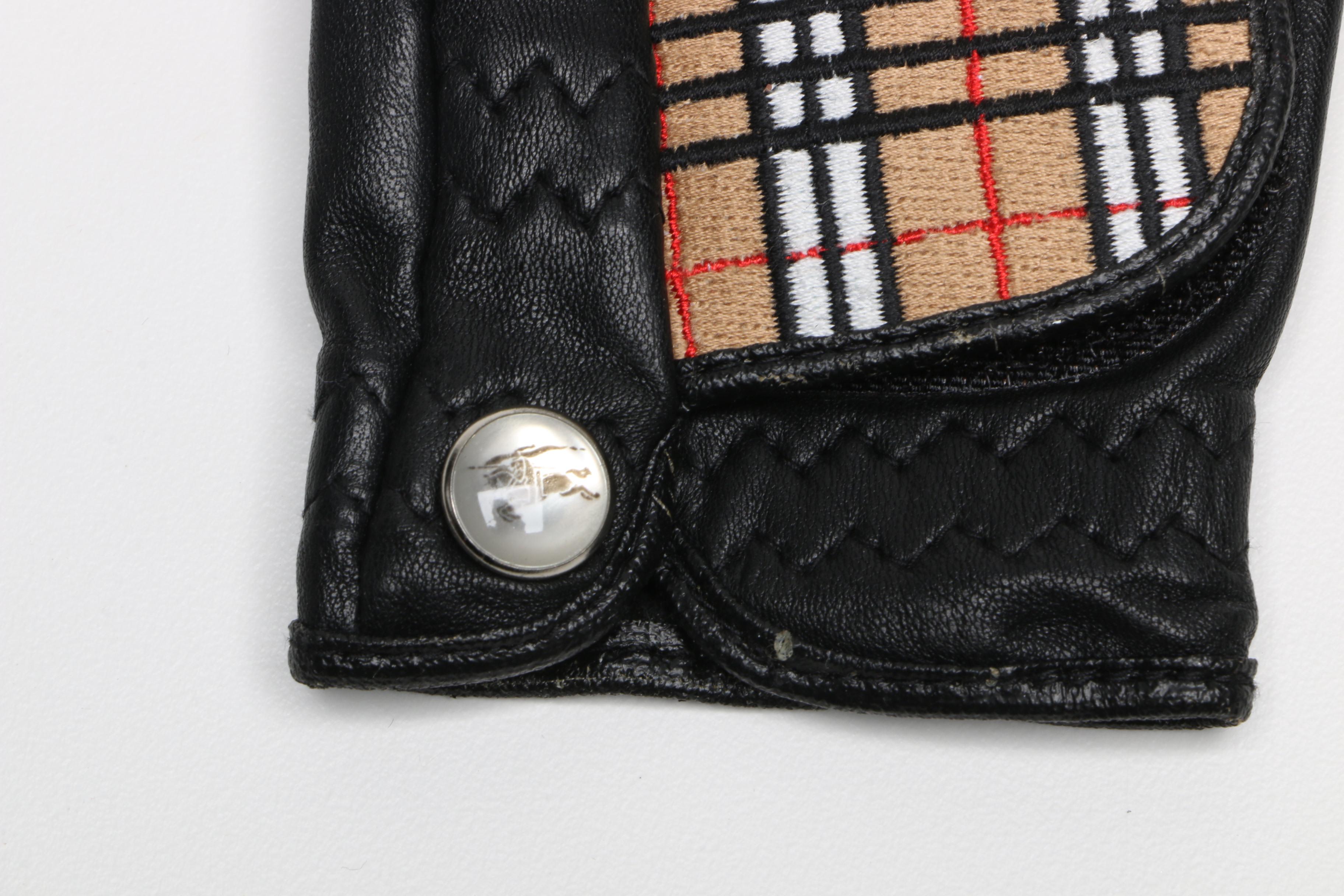 Women's Burberry Left Black Leather Golf Glove